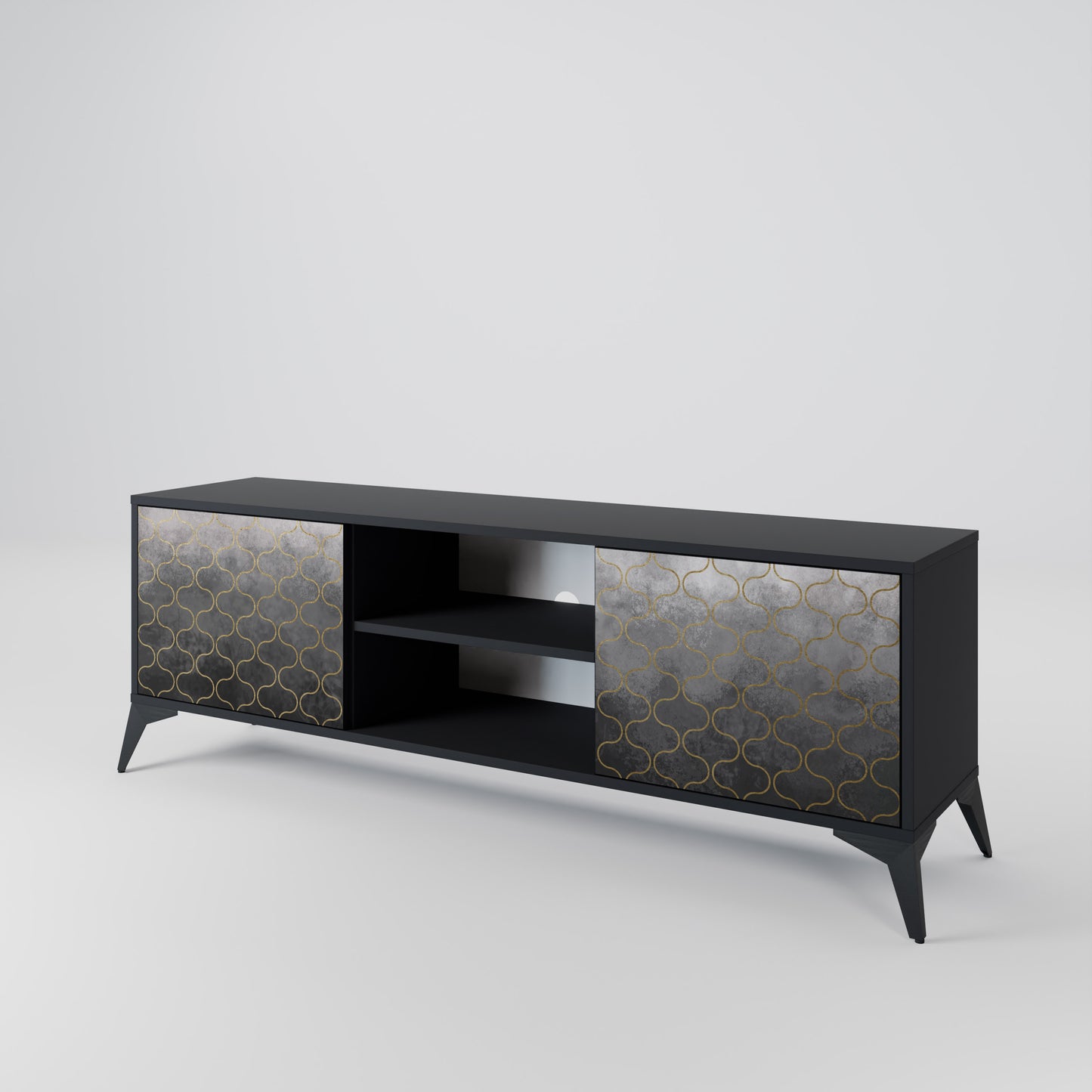 TESSELATED GRAYISH 2-Door TV Cabinet