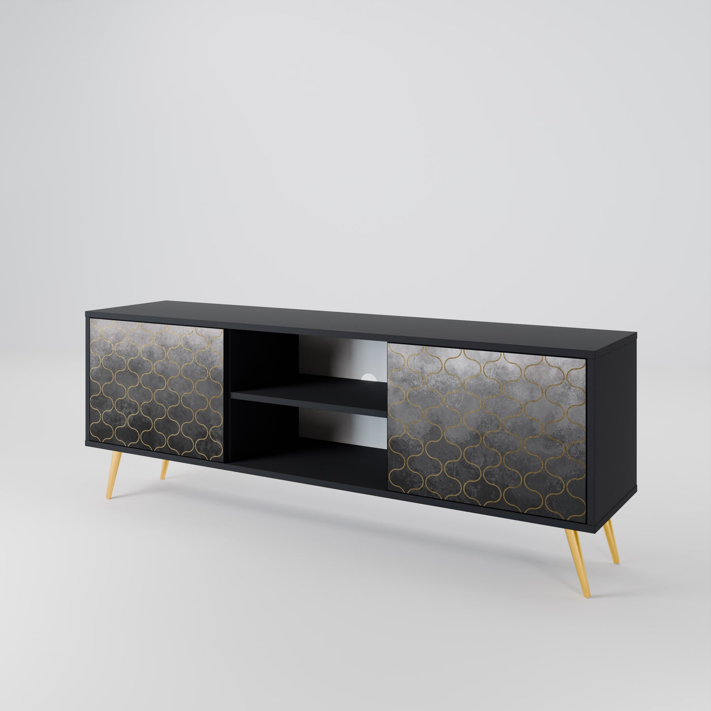 TESSELATED GRAYISH 2-Door TV Cabinet
