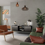 TESSELATED GRAYISH 2-Door TV Stand in Black Finish