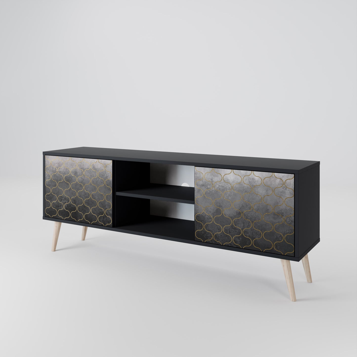 TESSELATED GRAYISH 2-Door TV Cabinet