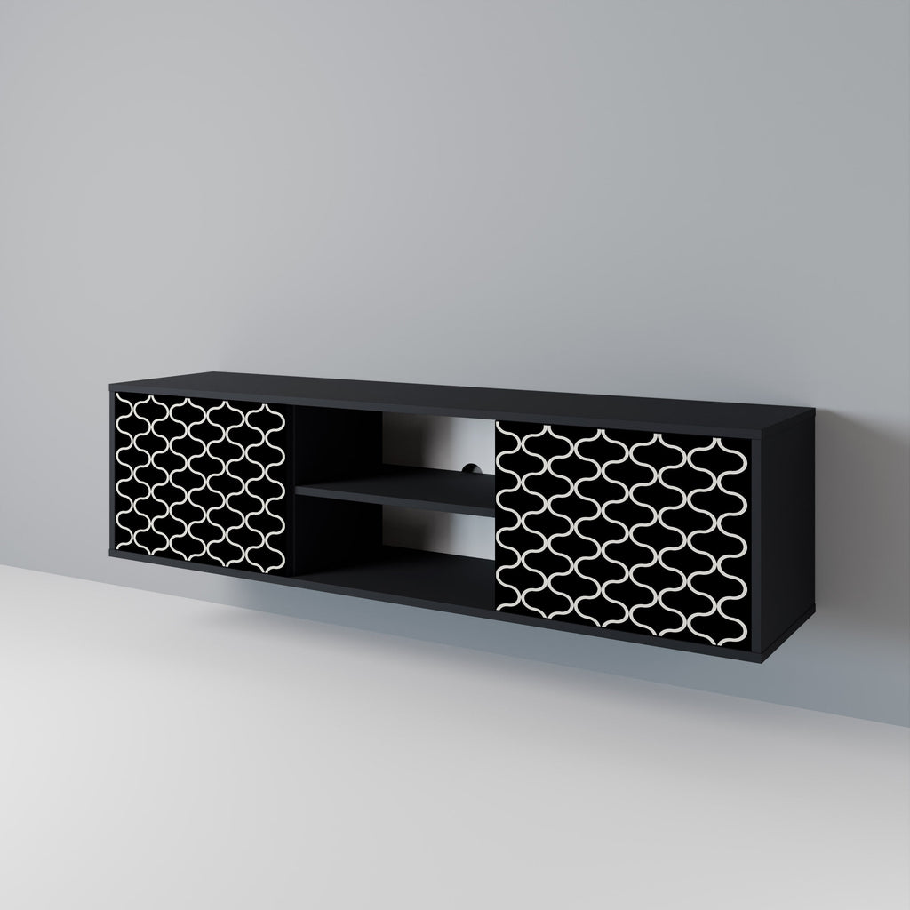 TESSELATED BLACKNESS 2-Door TV Stand in Black Finish