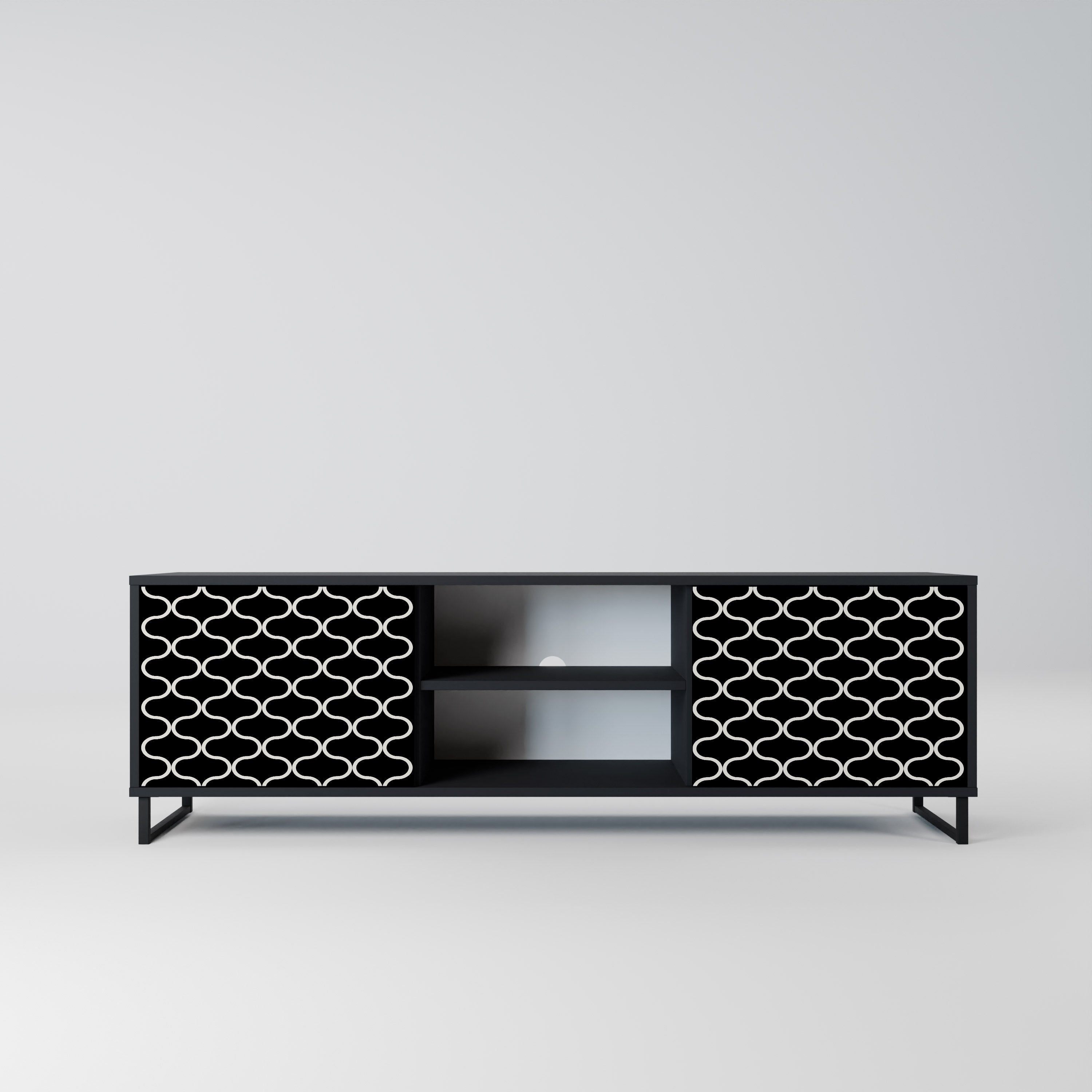 TESSELATED BLACKNESS 2-Door TV Stand in Black Finish