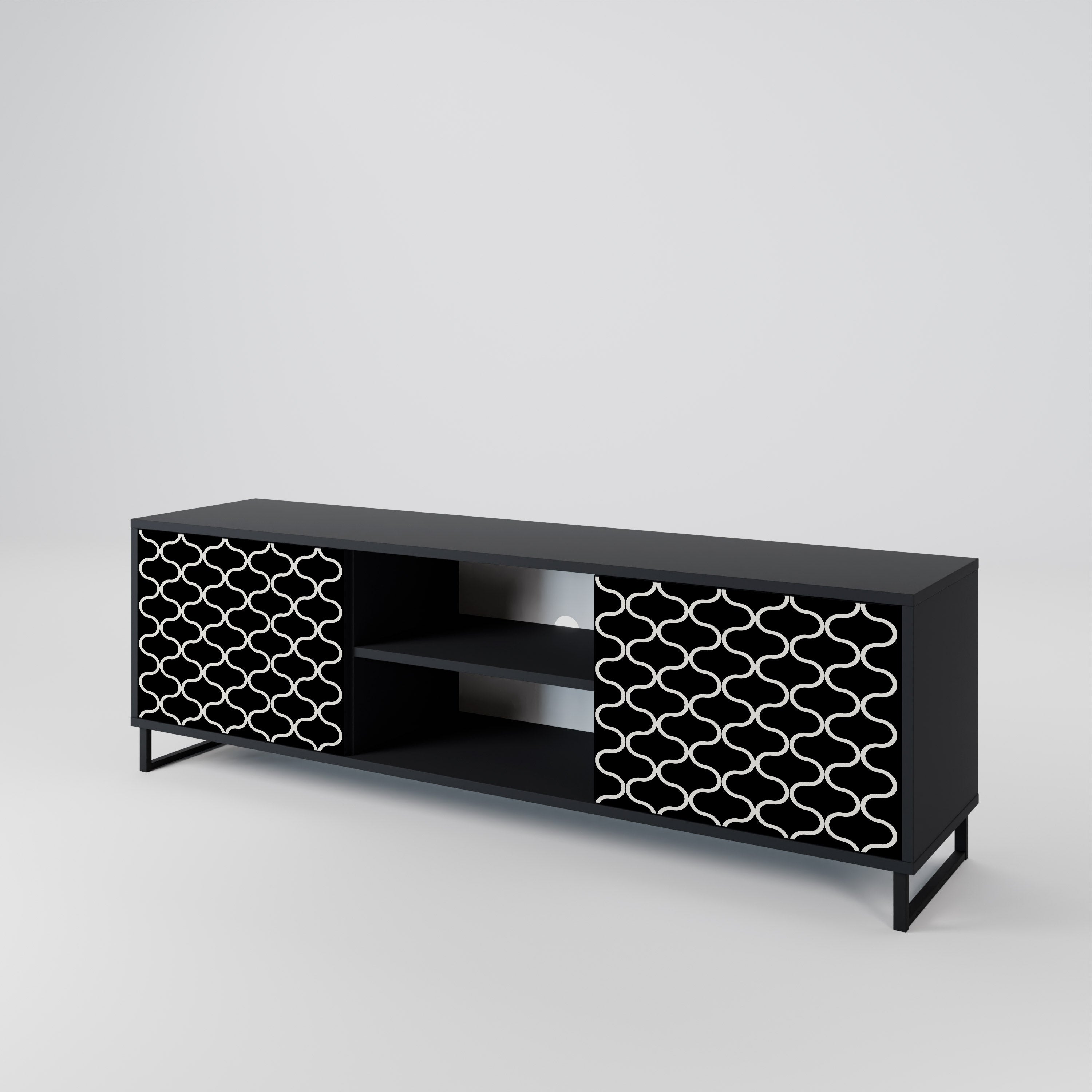 TESSELATED BLACKNESS 2-Door TV Stand in Black Finish