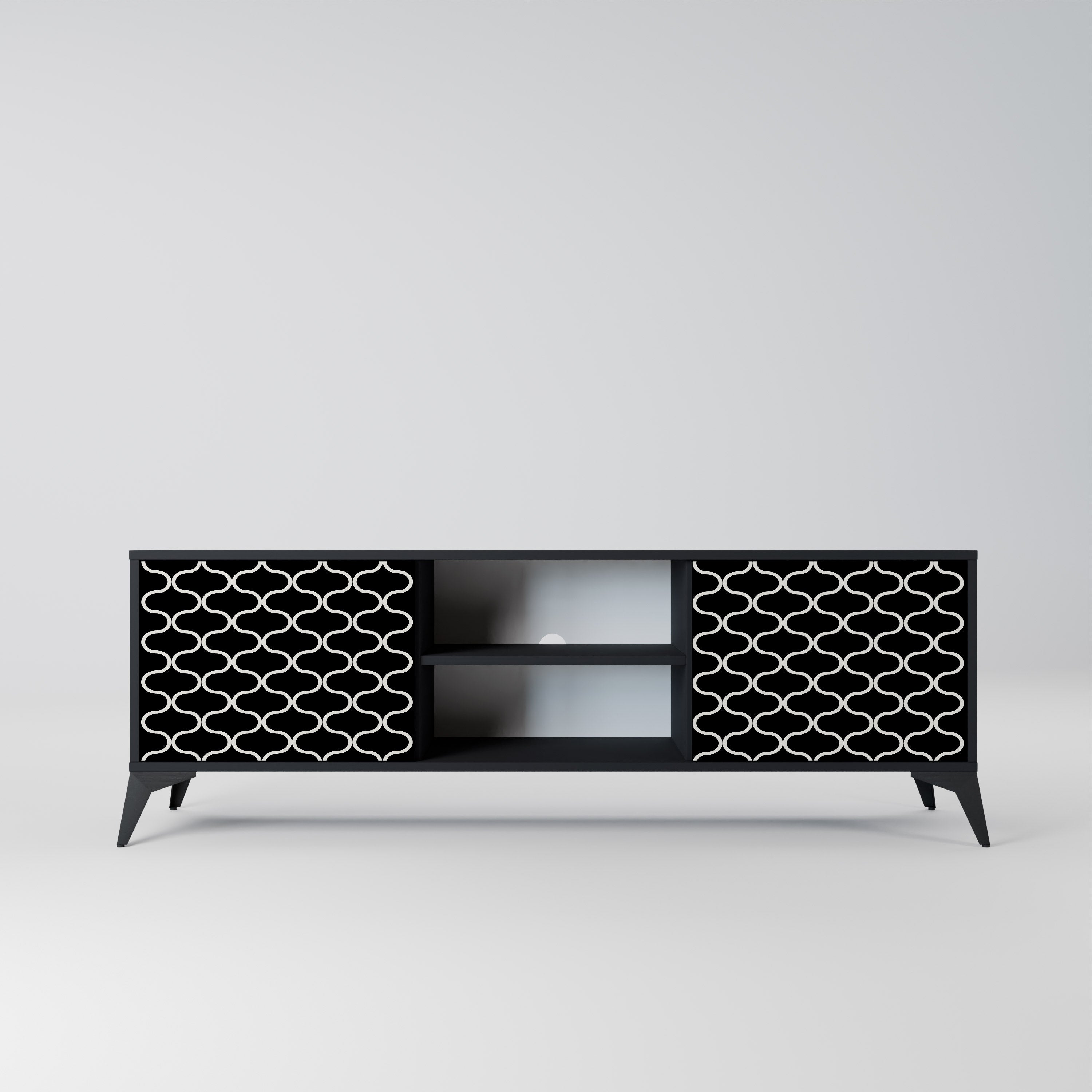 TESSELATED BLACKNESS 2-Door TV Stand in Black Finish
