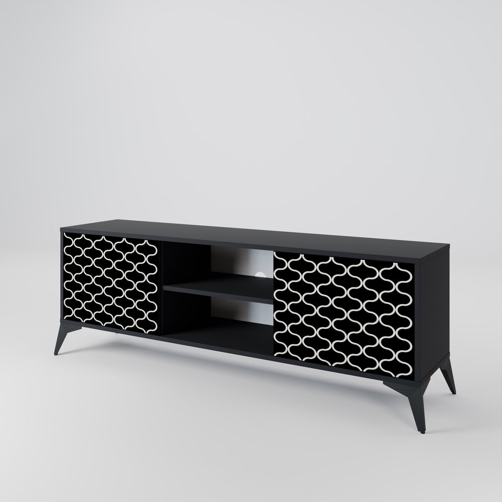 TESSELATED BLACKNESS 2-Door TV Stand in Black Finish