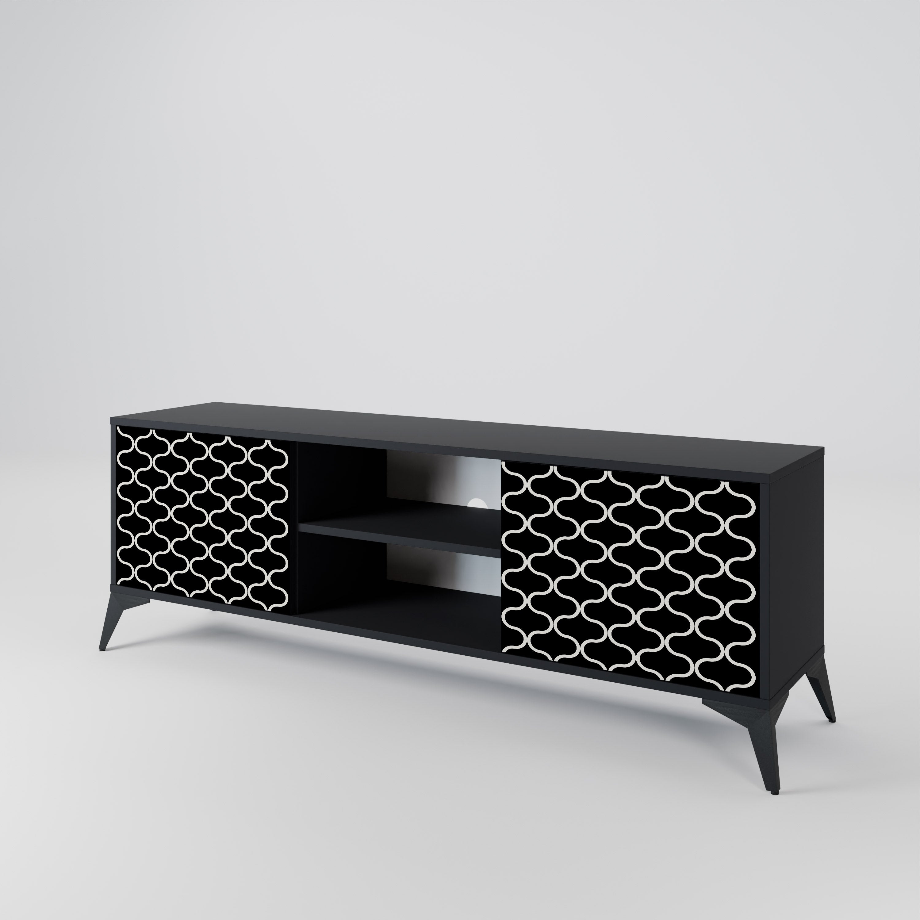 TESSELATED BLACKNESS 2-Door TV Stand in Black Finish