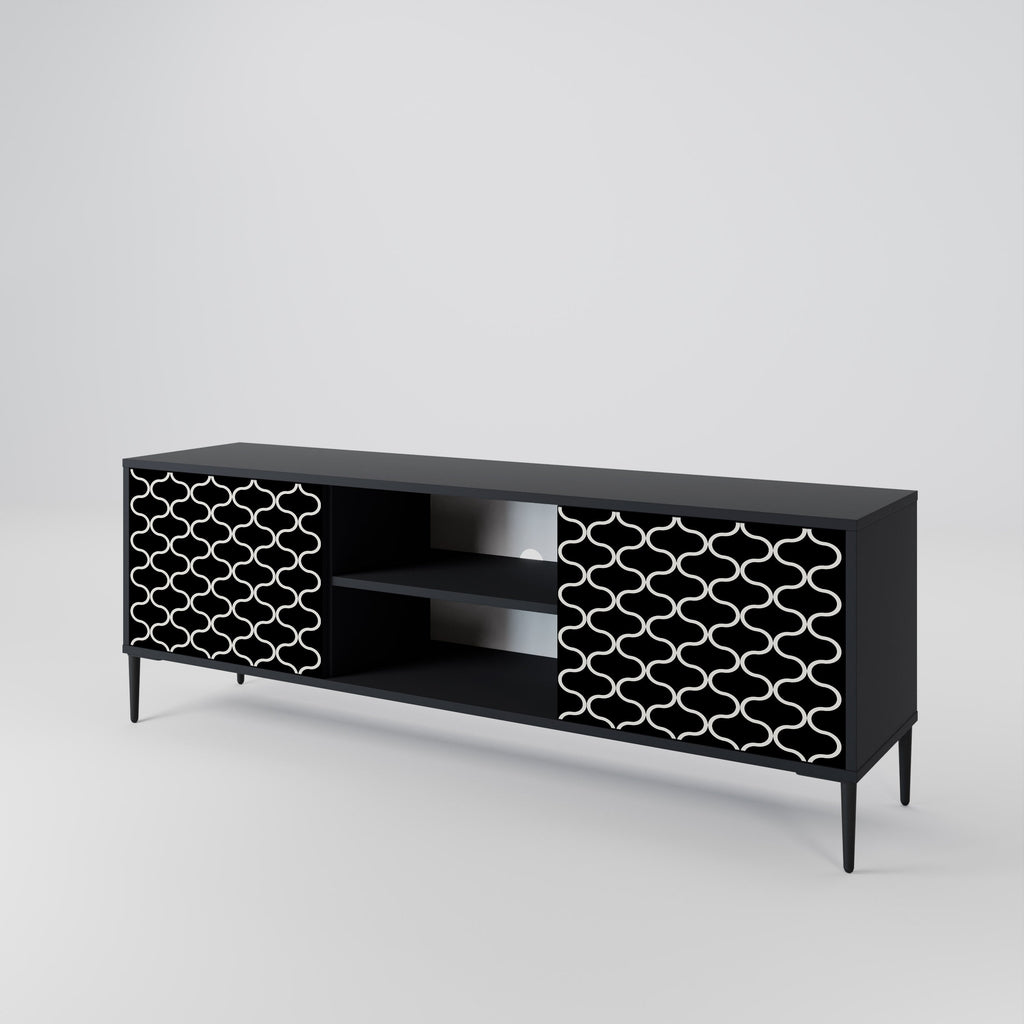 TESSELATED BLACKNESS 2-Door TV Stand in Black Finish