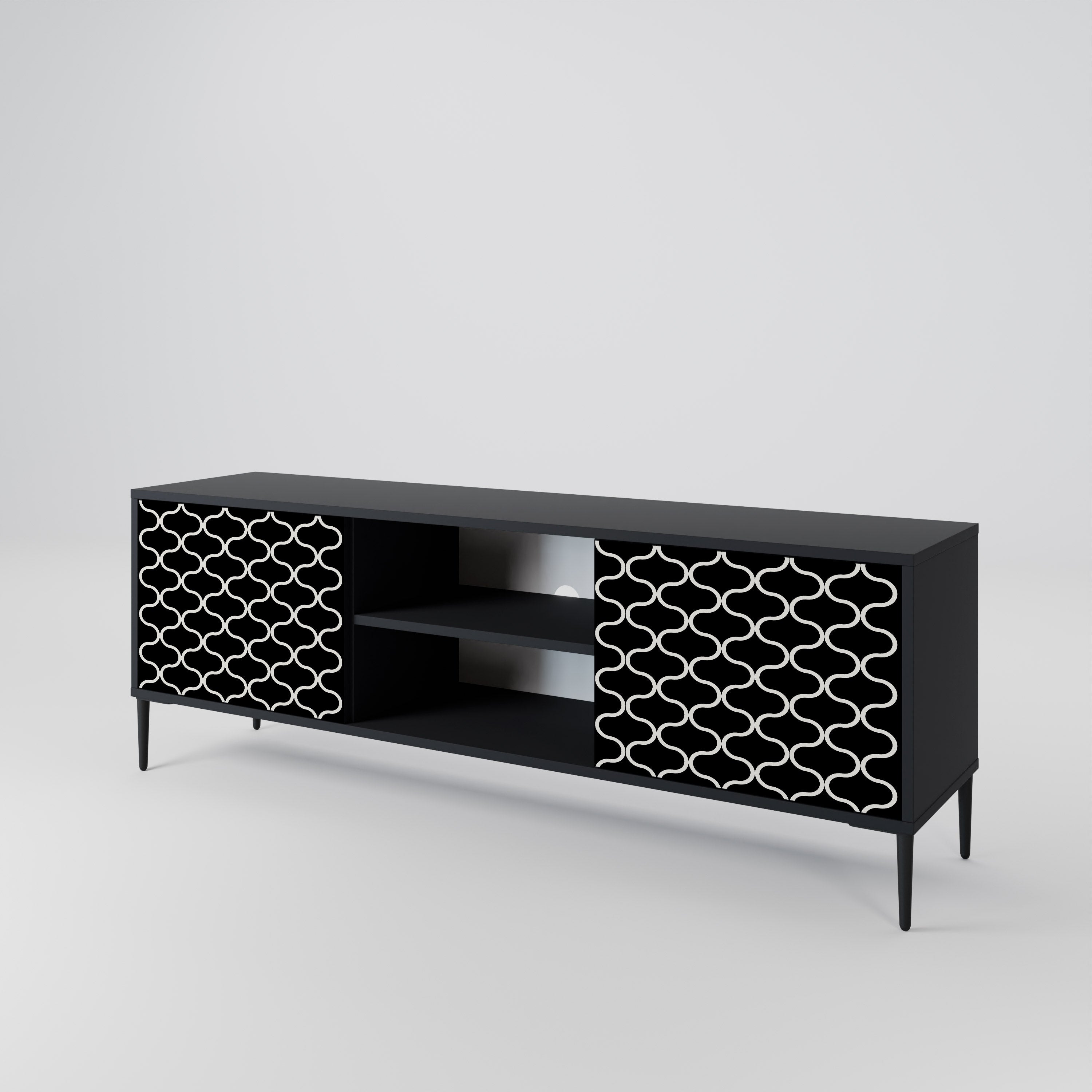 TESSELATED BLACKNESS 2-Door TV Stand in Black Finish
