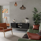 TESSELATED BLACKNESS 2-Door TV Stand in Black Finish