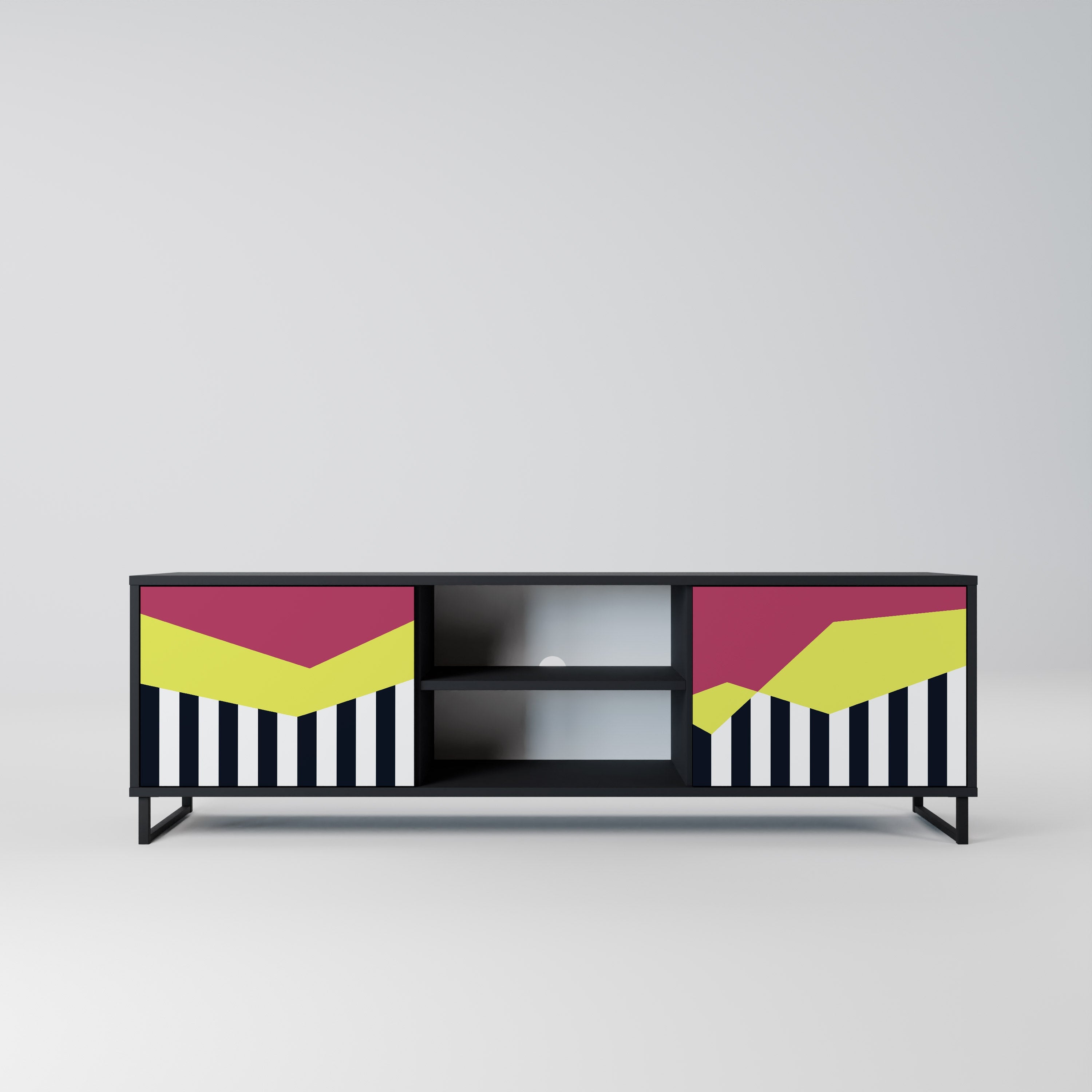 PIANO FANTASY 2-Door TV Stand in Black Finish