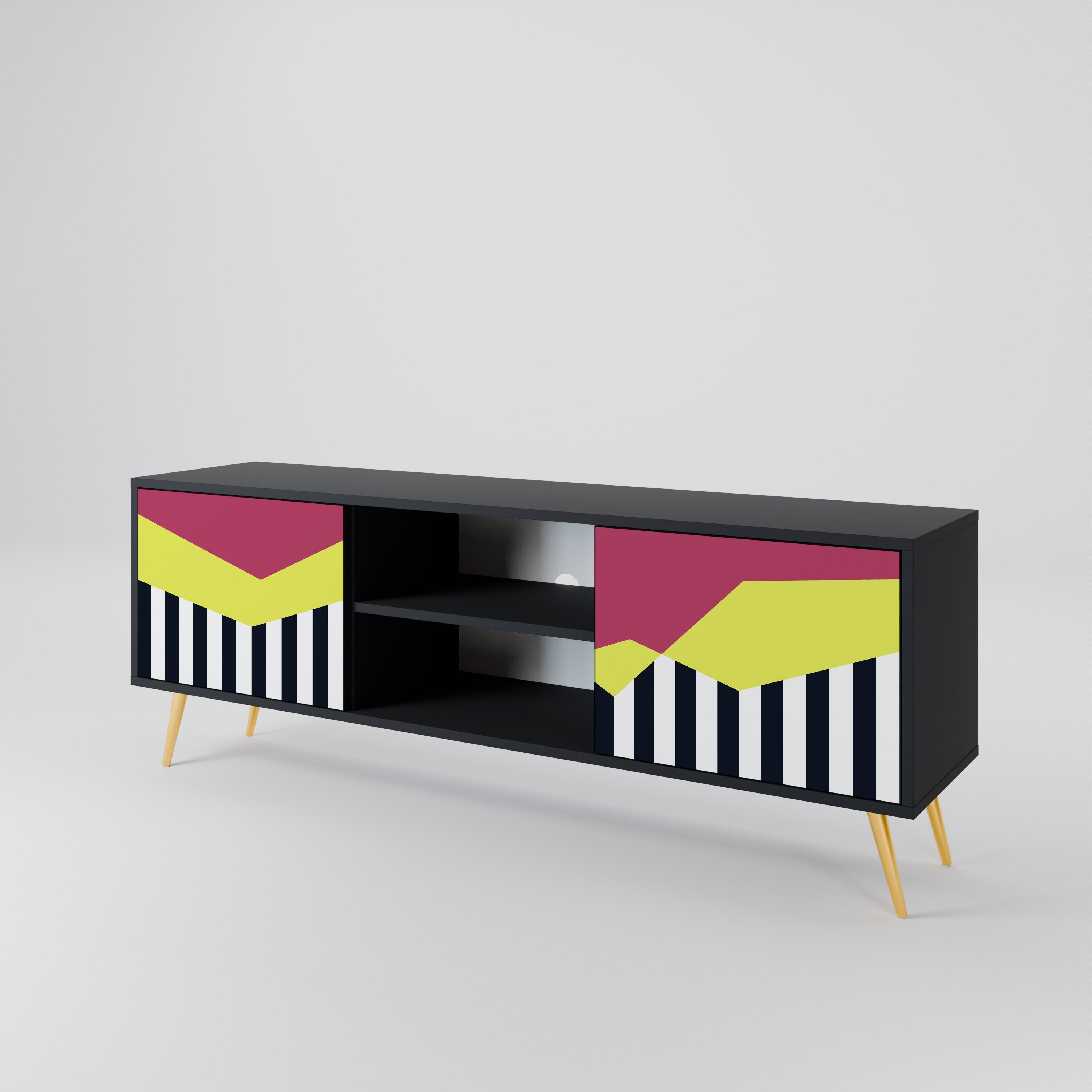 PIANO FANTASY 2-Door TV Stand in Black Finish