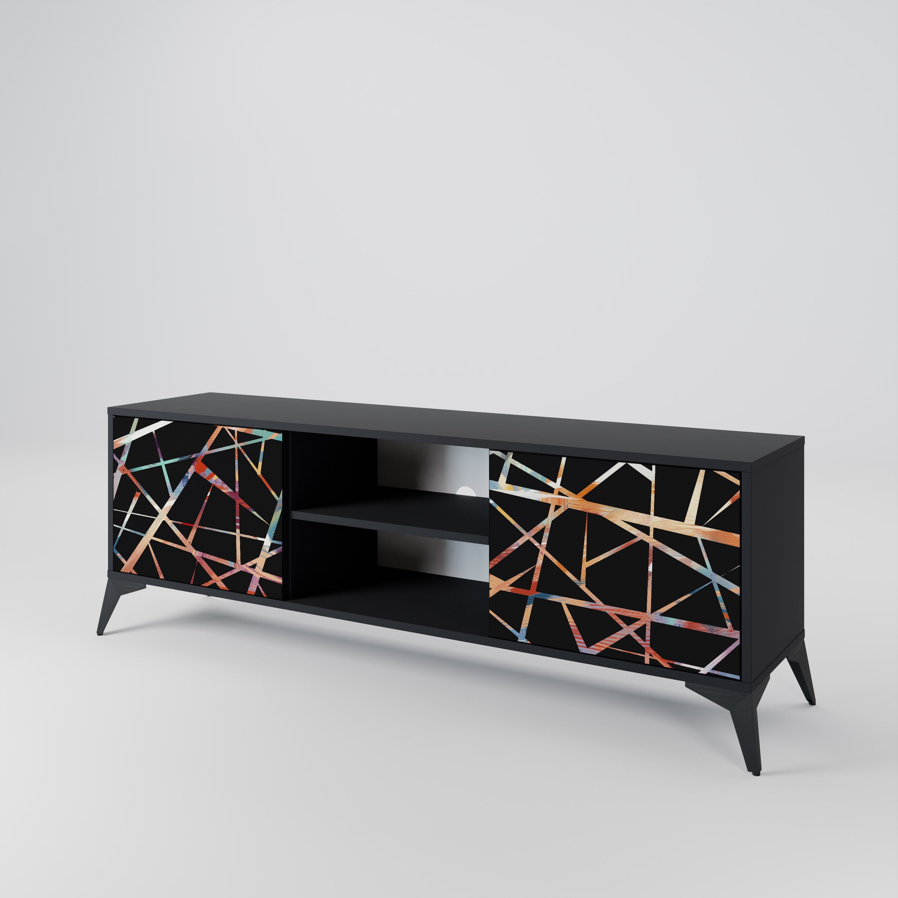 POLYGON VERVE 2-Door TV Stand in Black Finish