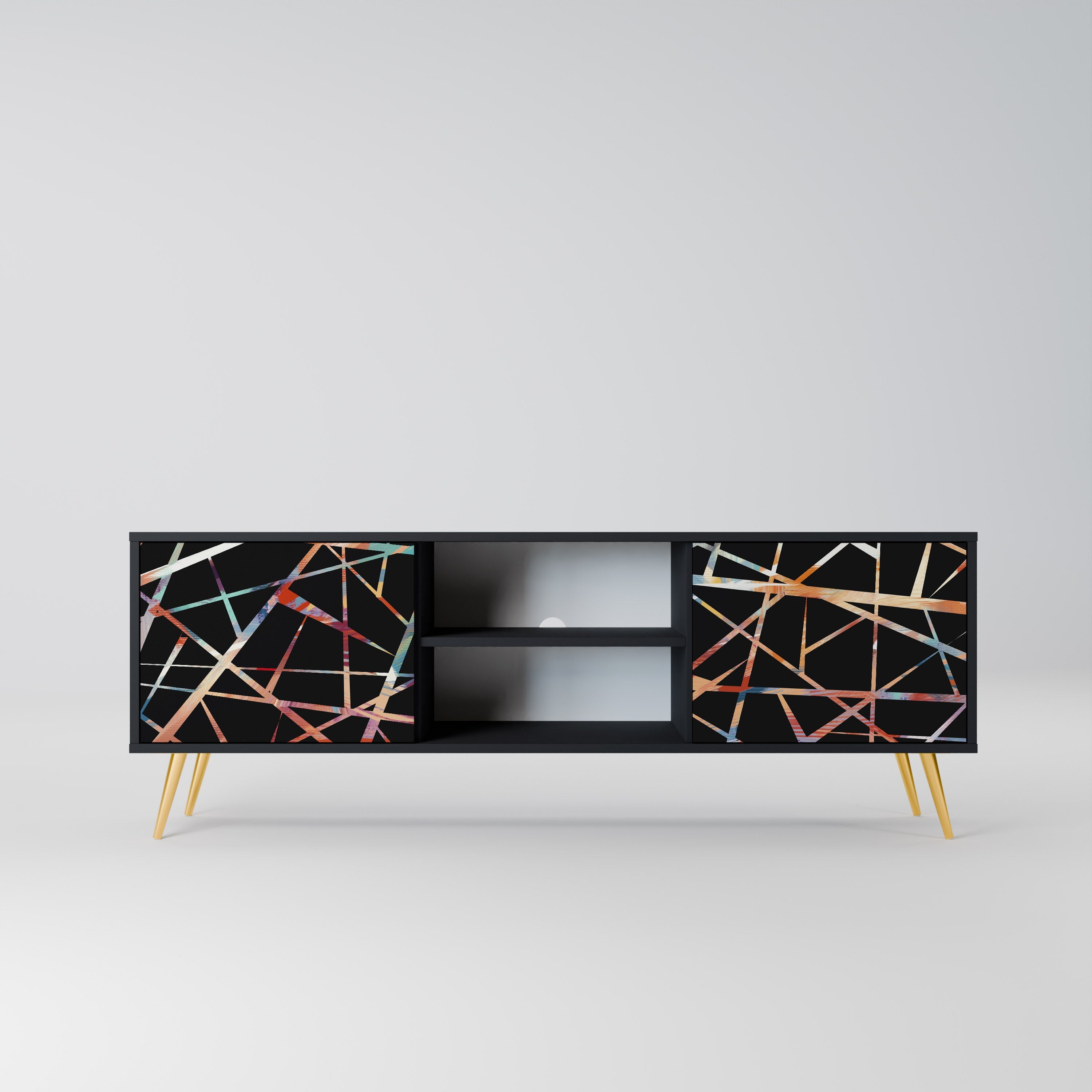 POLYGON VERVE 2-Door TV Stand in Black Finish