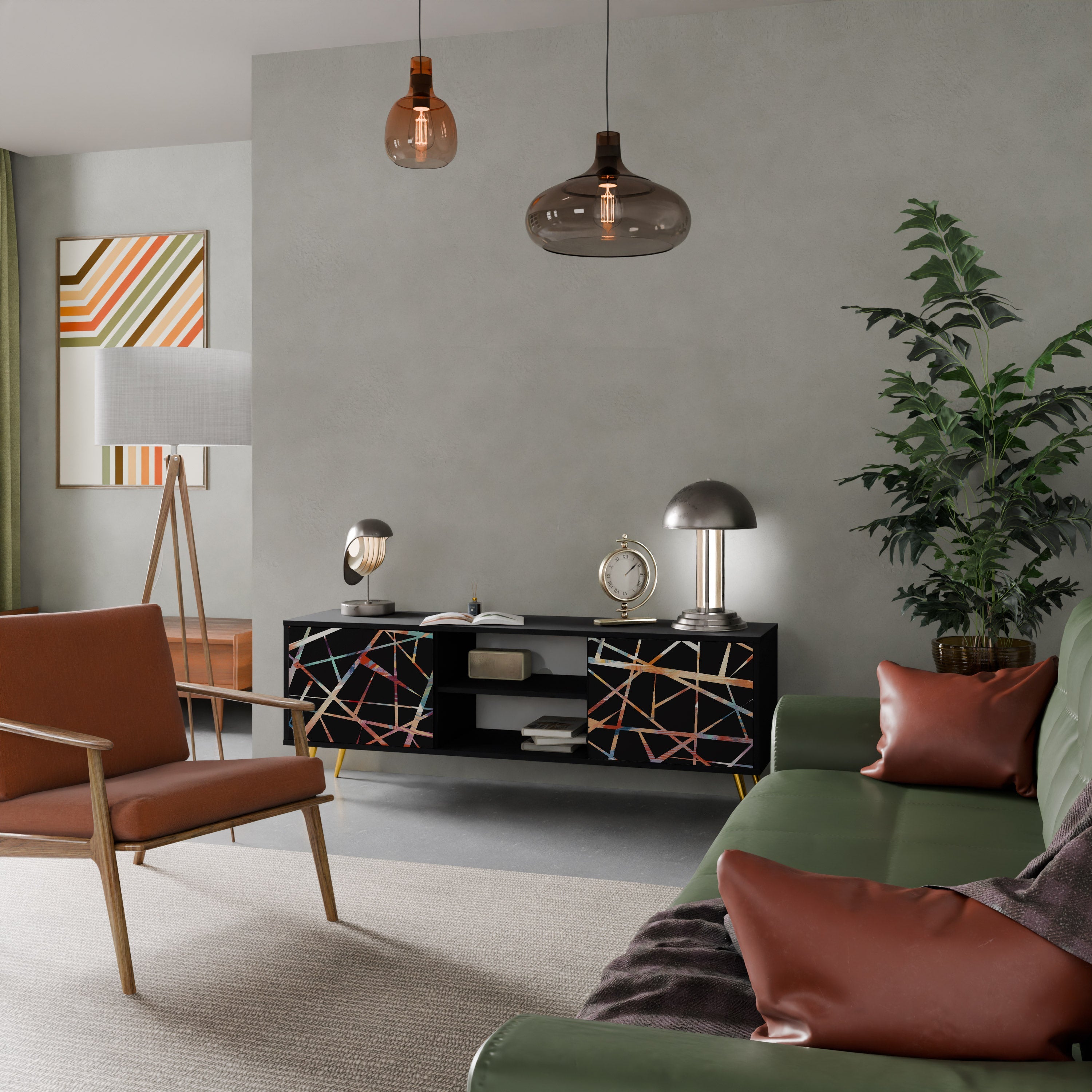 POLYGON VERVE 2-Door TV Stand in Black Finish