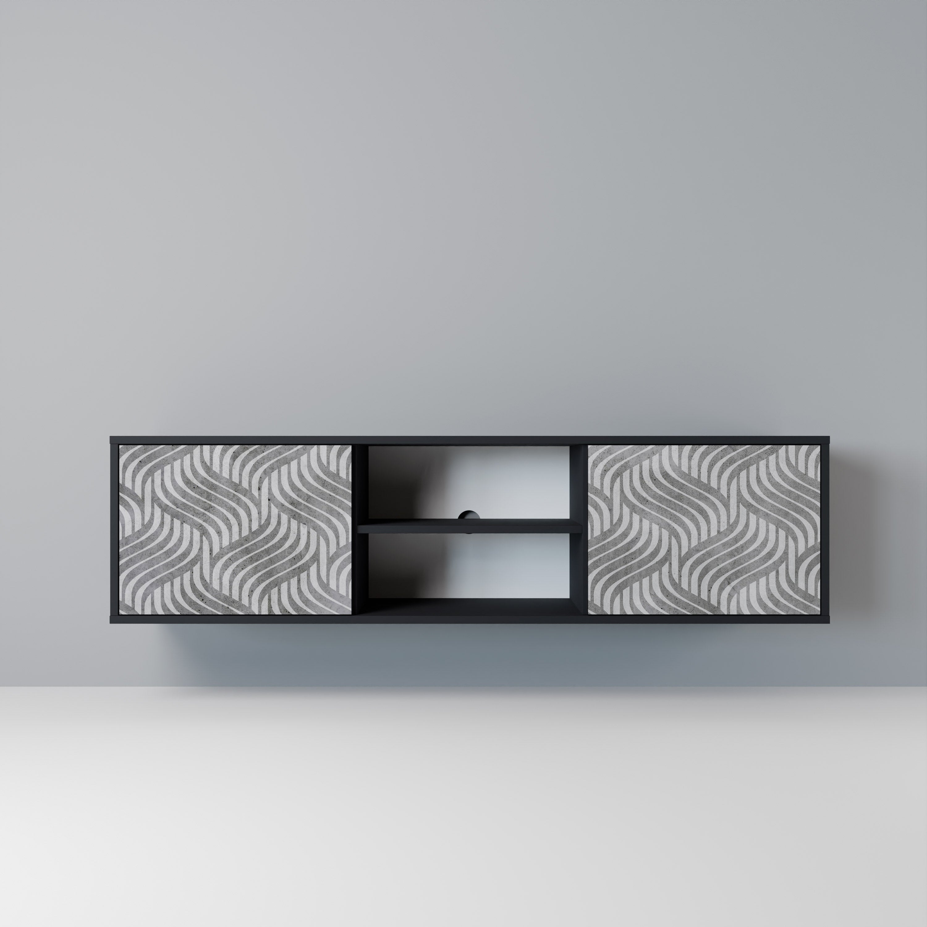 CONCRETE MOVEMENT 2-Door TV Stand in Black Finish