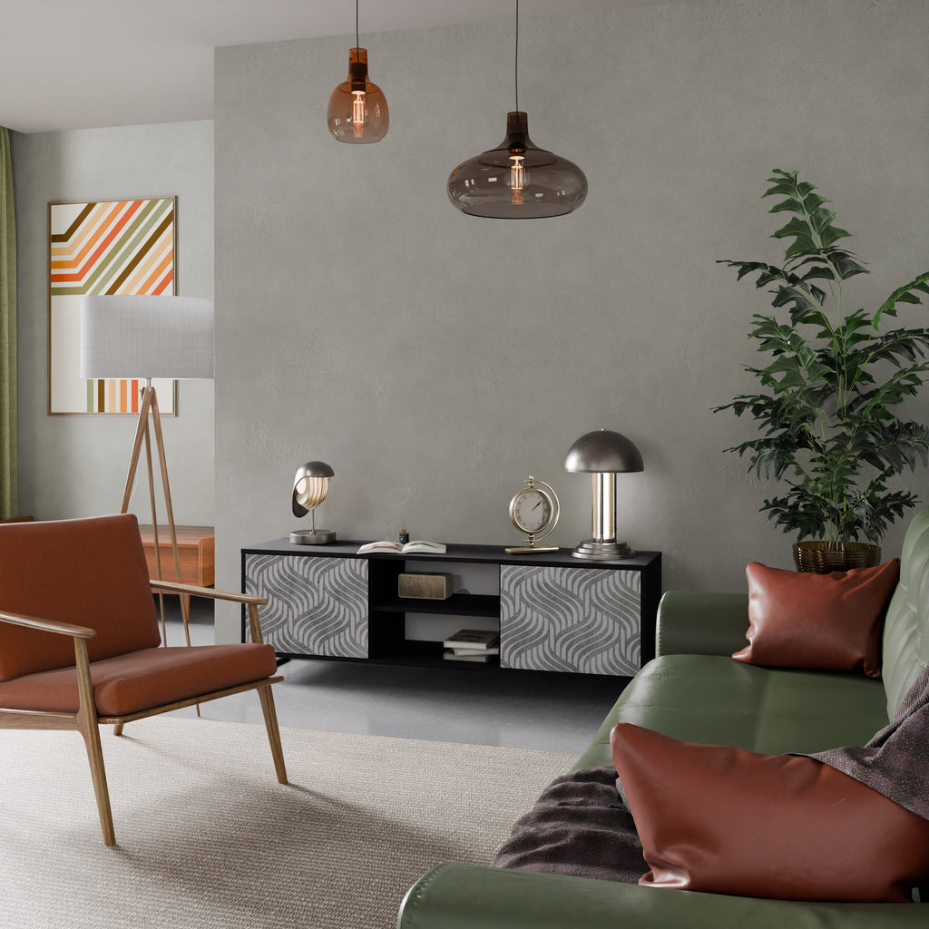 CONCRETE MOVEMENT 2-Door TV Stand in Black Finish