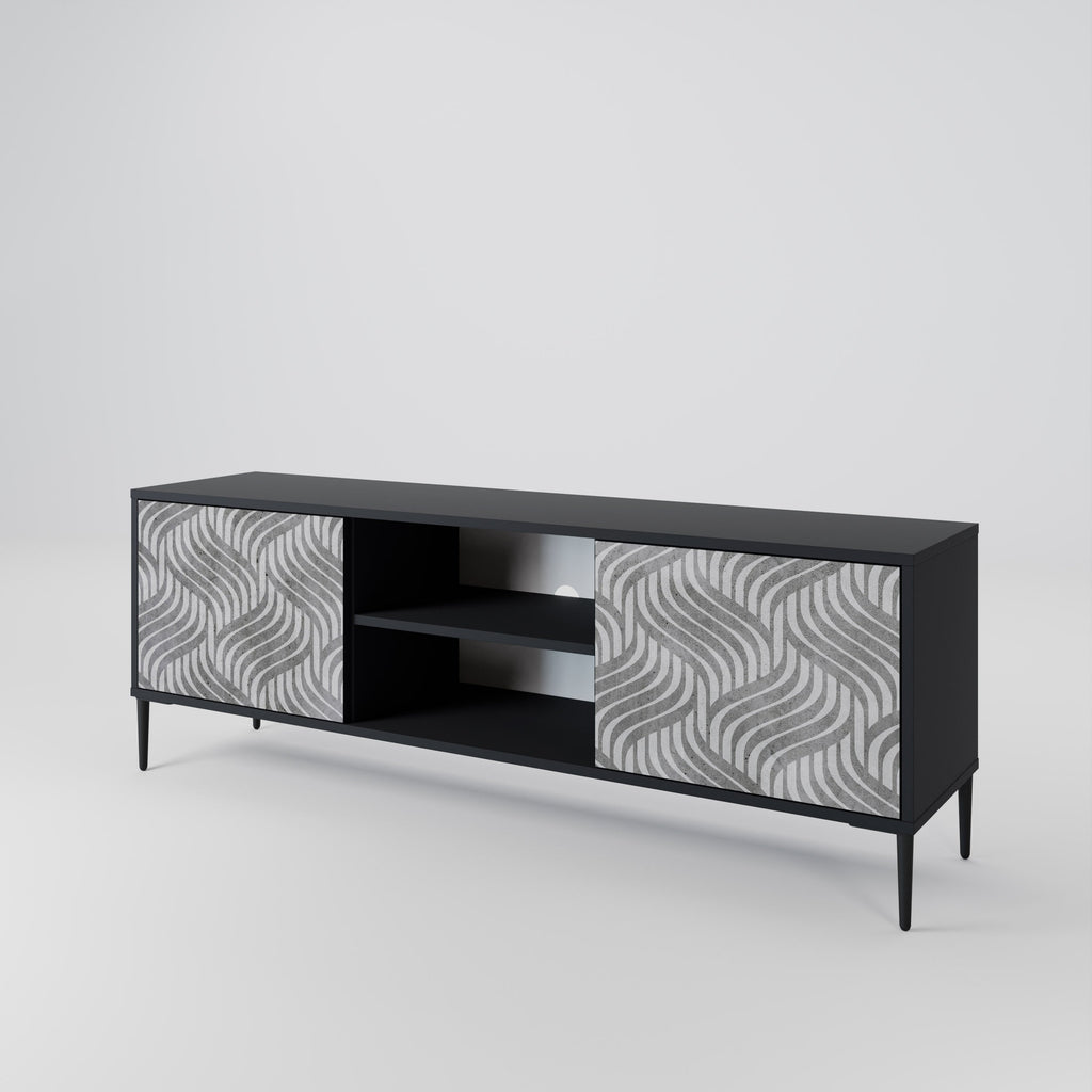 CONCRETE MOVEMENT 2-Door TV Stand in Black Finish
