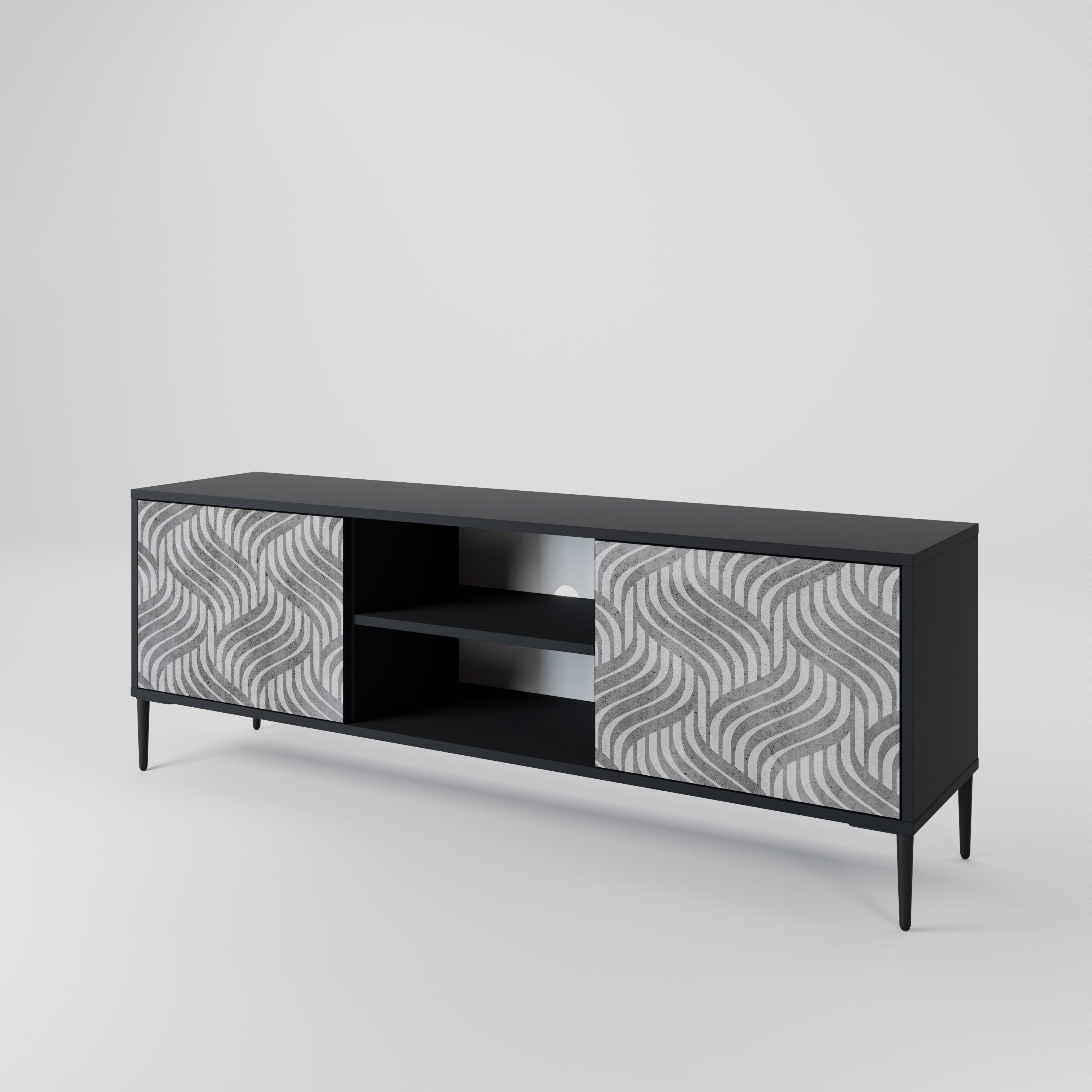 CONCRETE MOVEMENT 2-Door TV Stand in Black Finish