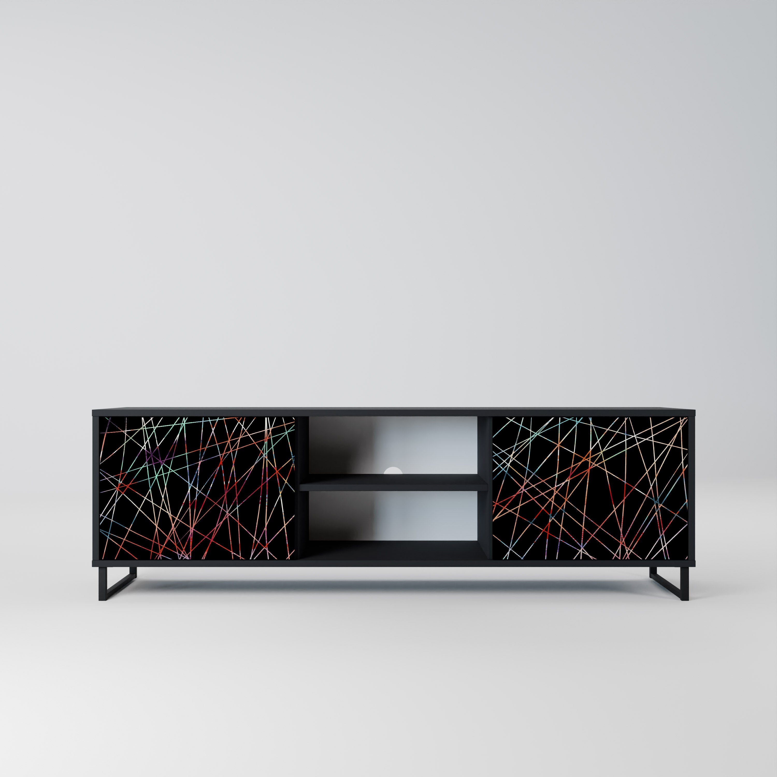 LUMINOUS SNARE 2-Door TV Stand in Black Finish