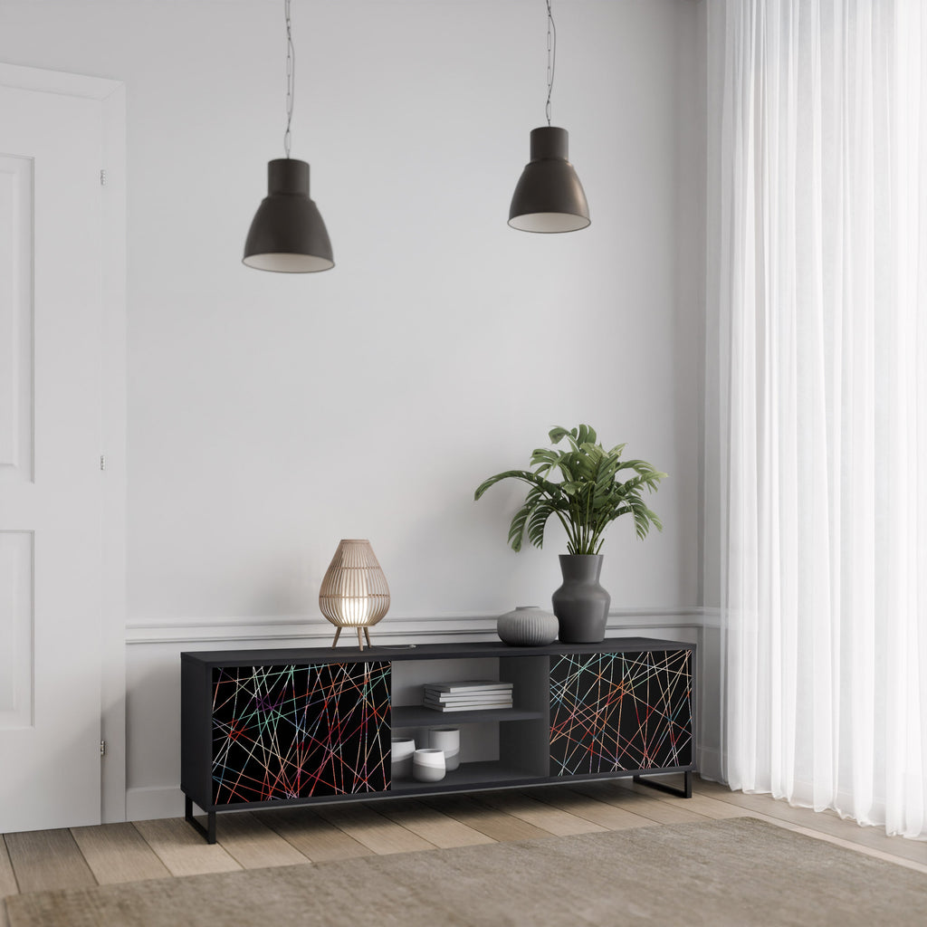 LUMINOUS SNARE Móvel de TV com 2 Portas em Acabamento Preto