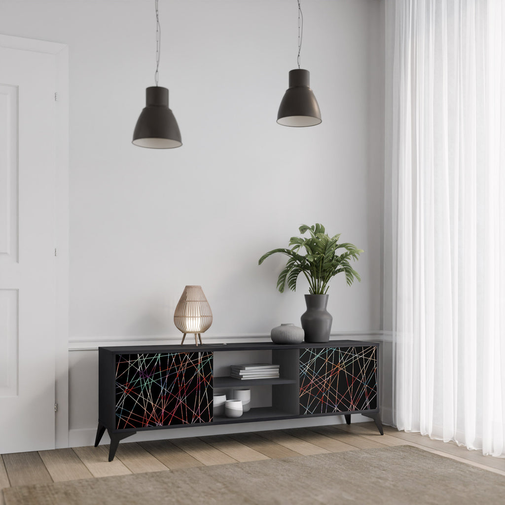LUMINOUS SNARE Móvel de TV com 2 Portas em Acabamento Preto