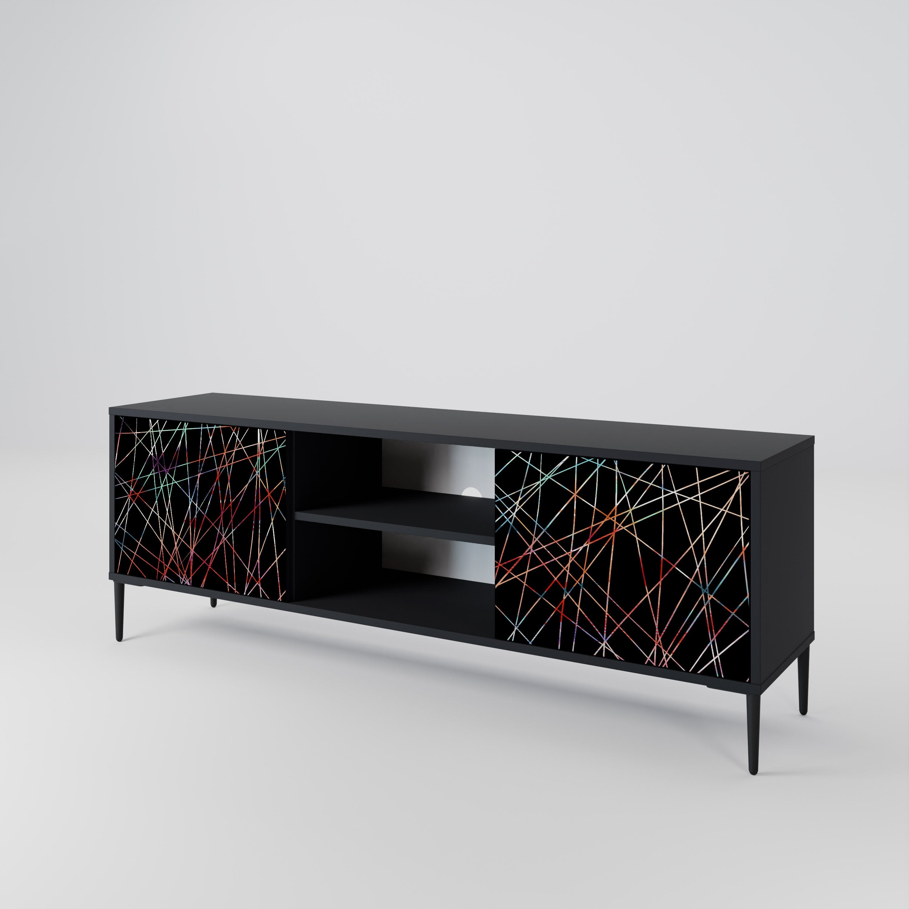 LUMINOUS SNARE 2-Door TV Stand in Black Finish