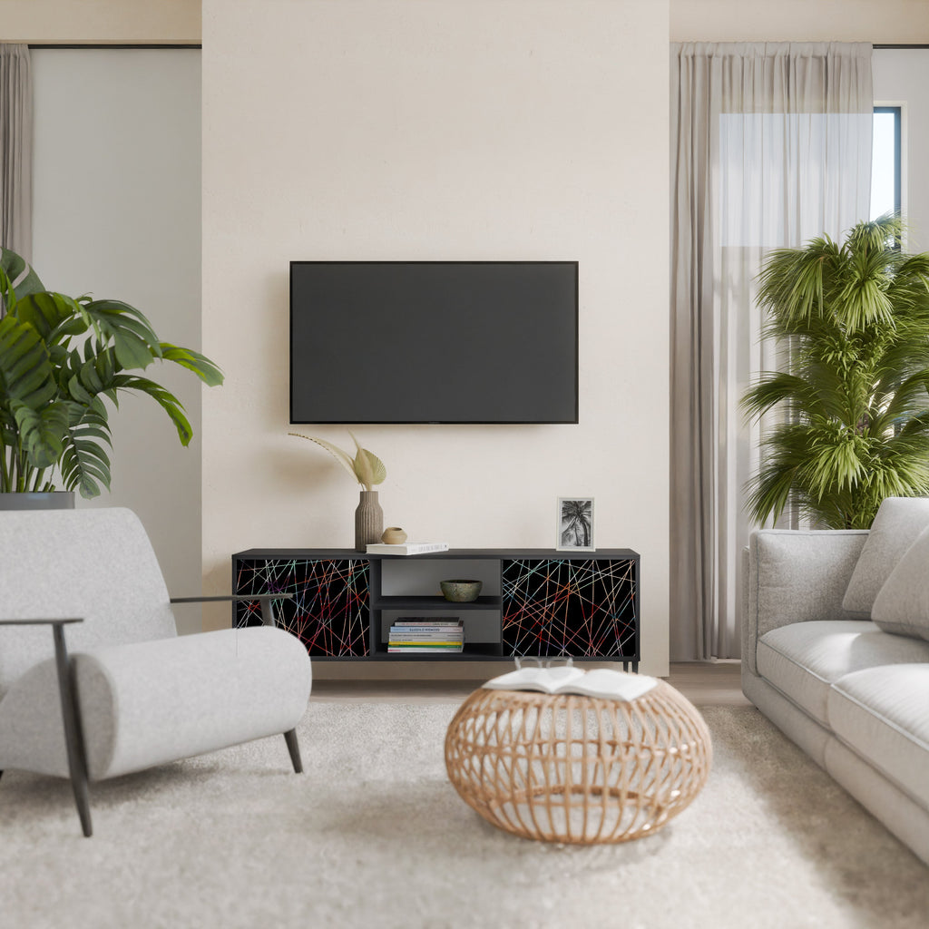 LUMINOUS SNARE Móvel de TV com 2 Portas em Acabamento Preto