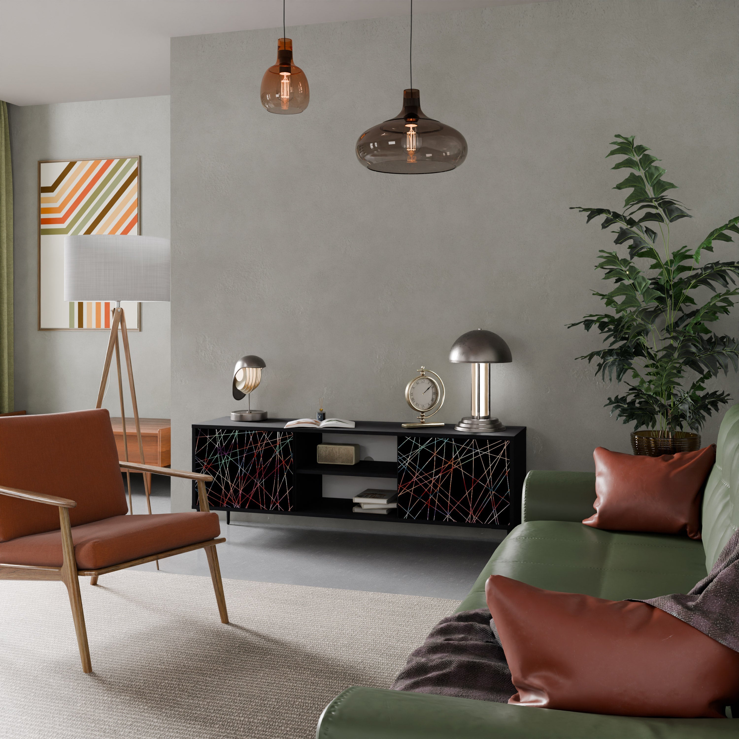 LUMINOUS SNARE 2-Door TV Stand in Black Finish