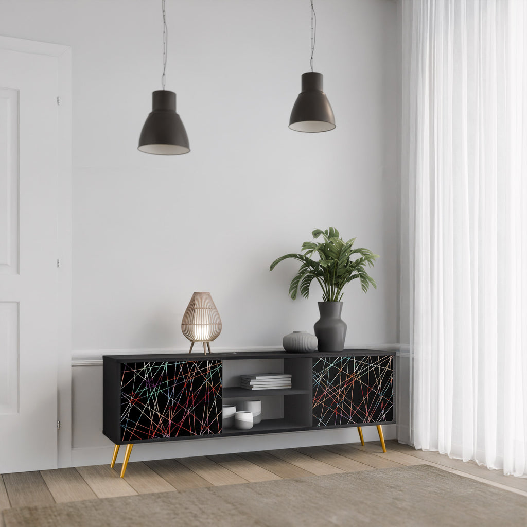 LUMINOUS SNARE Móvel de TV com 2 Portas em Acabamento Preto