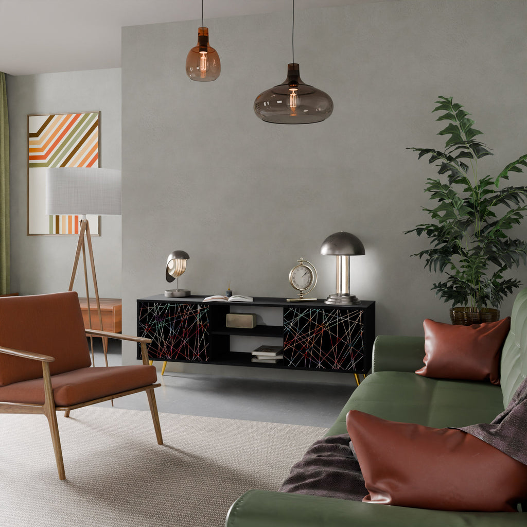 LUMINOUS SNARE Móvel de TV com 2 Portas em Acabamento Preto