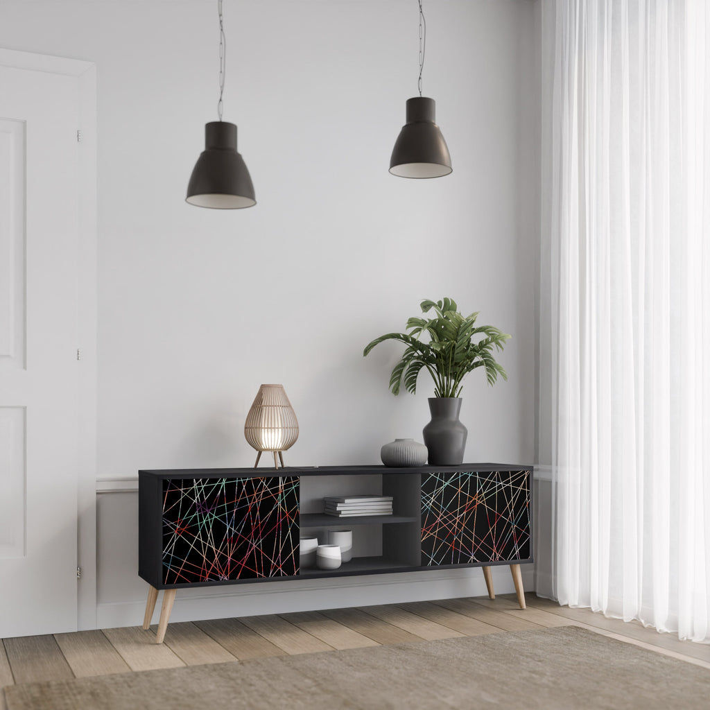 LUMINOUS SNARE Móvel de TV com 2 Portas em Acabamento Preto