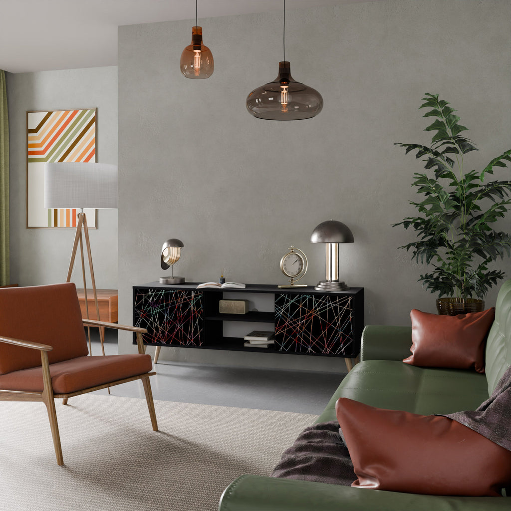 LUMINOUS SNARE Móvel de TV com 2 Portas em Acabamento Preto