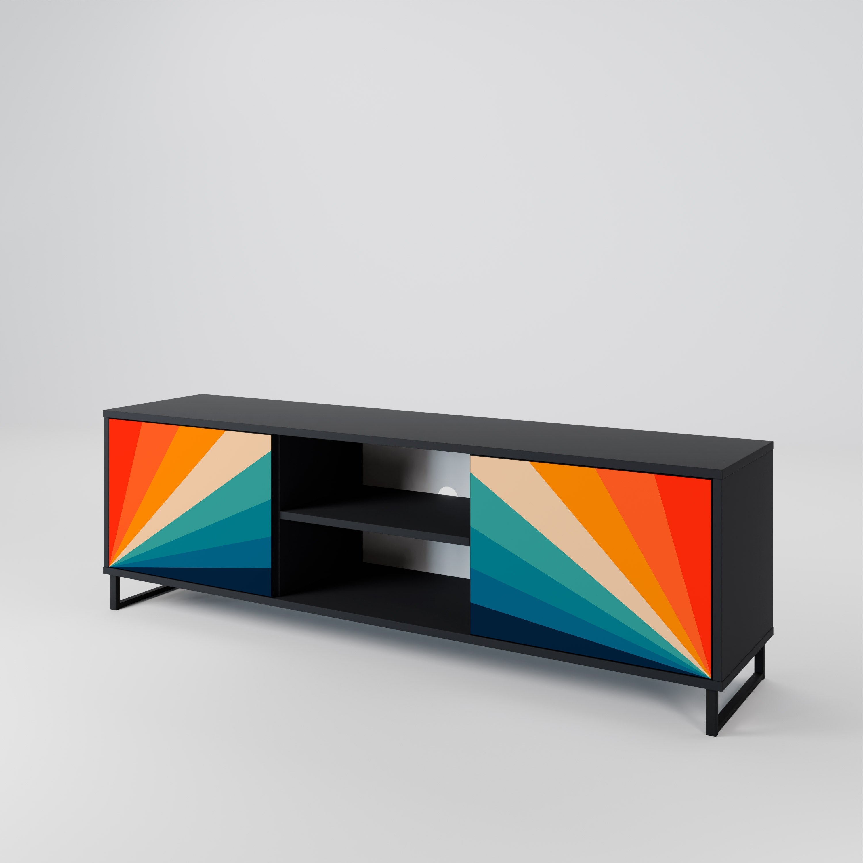 PRISM CONCUSSION 2-Door TV Stand in Black Finish