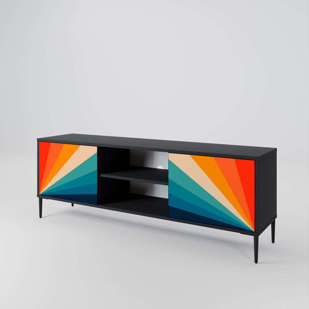 PRISM CONCUSSION 2-Door TV Stand in Black Finish