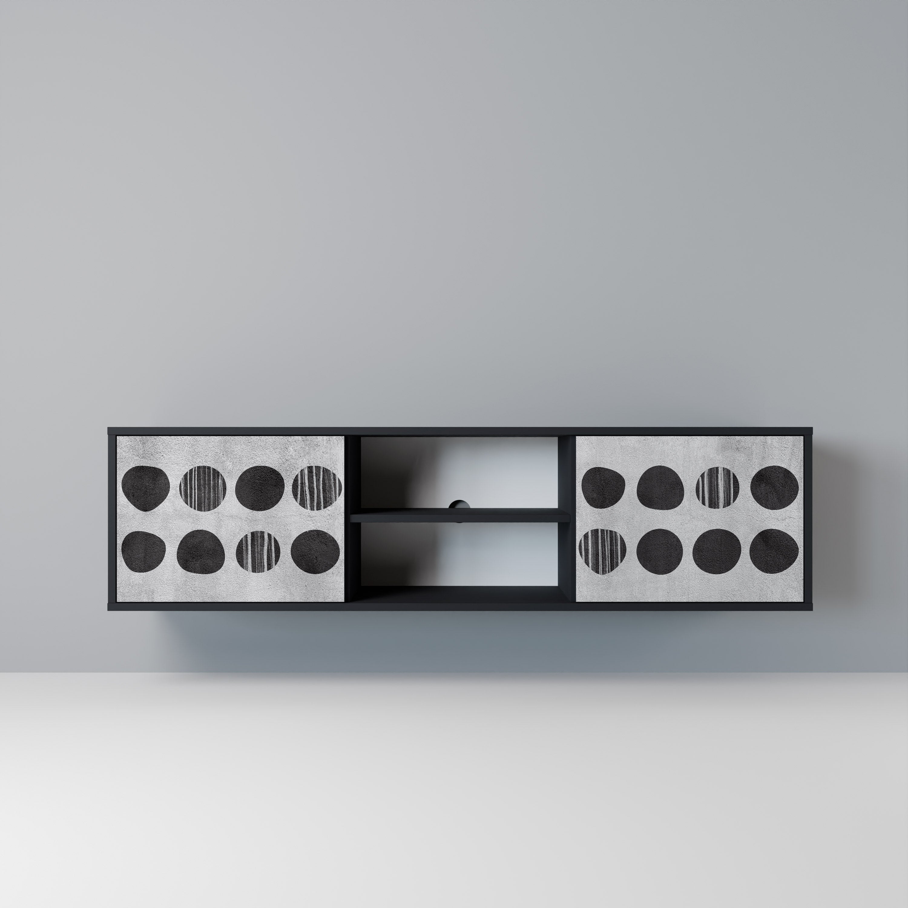 GHOSTLY GRADIENTS 2-Door TV Stand in Black Finish