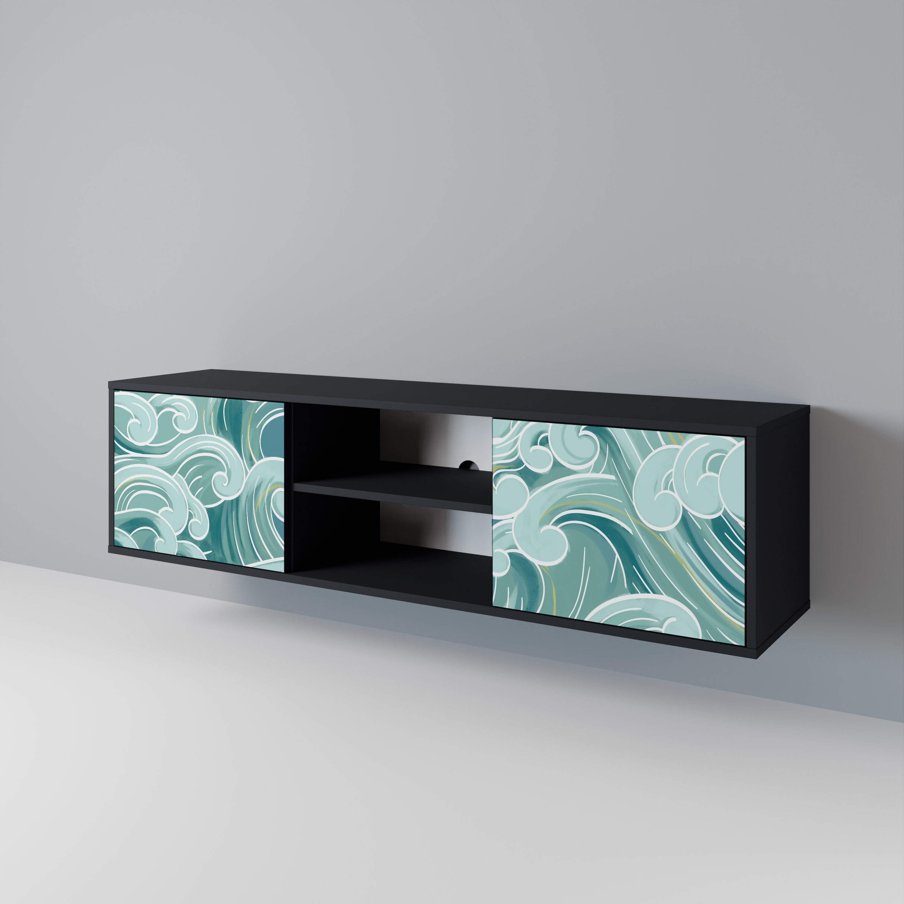 ASIAN SWAY 2-Door TV Stand in Black Finish