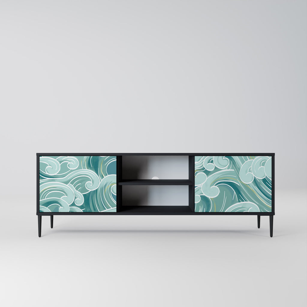 ASIAN SWAY 2-Door TV Stand in Black Finish