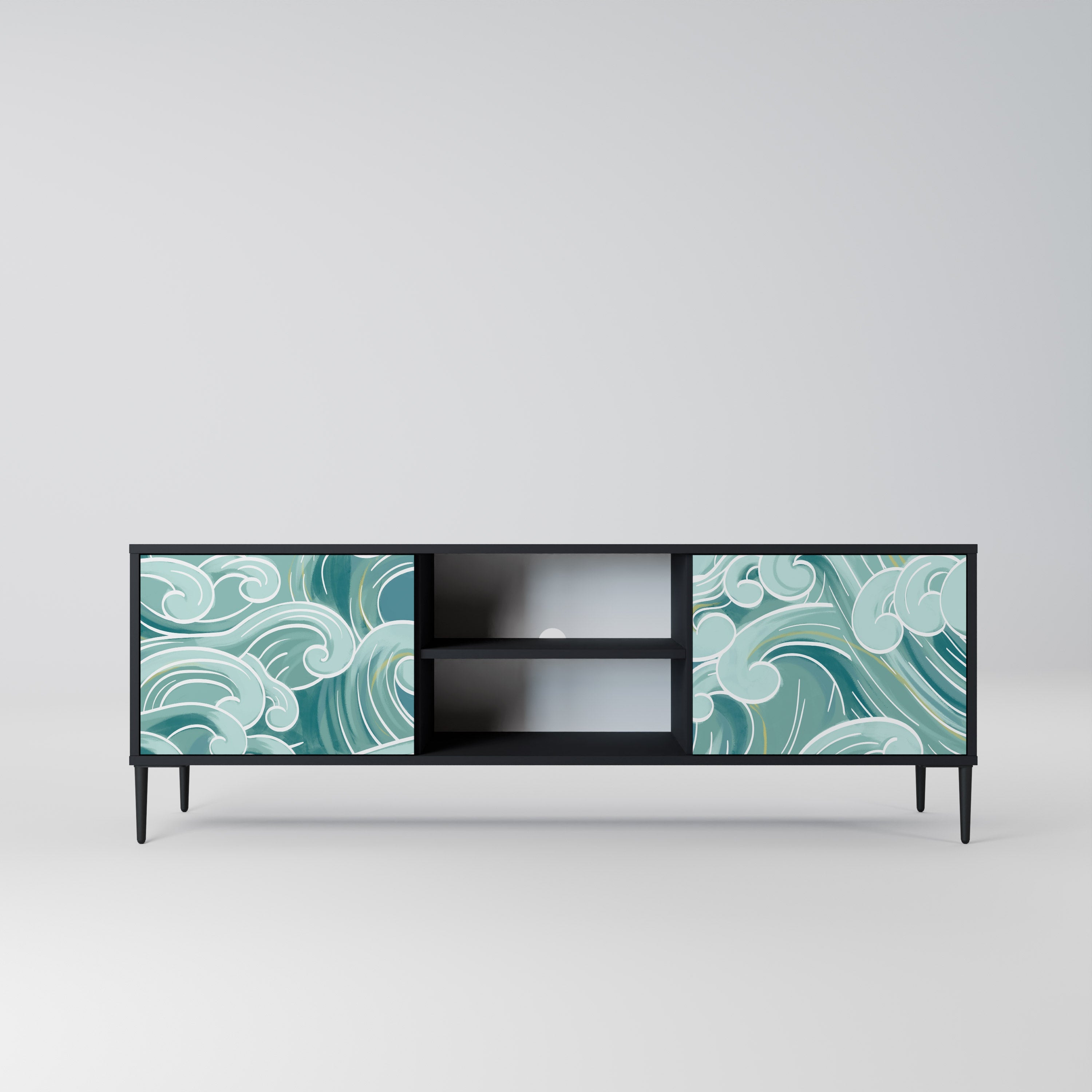 ASIAN SWAY 2-Door TV Stand in Black Finish