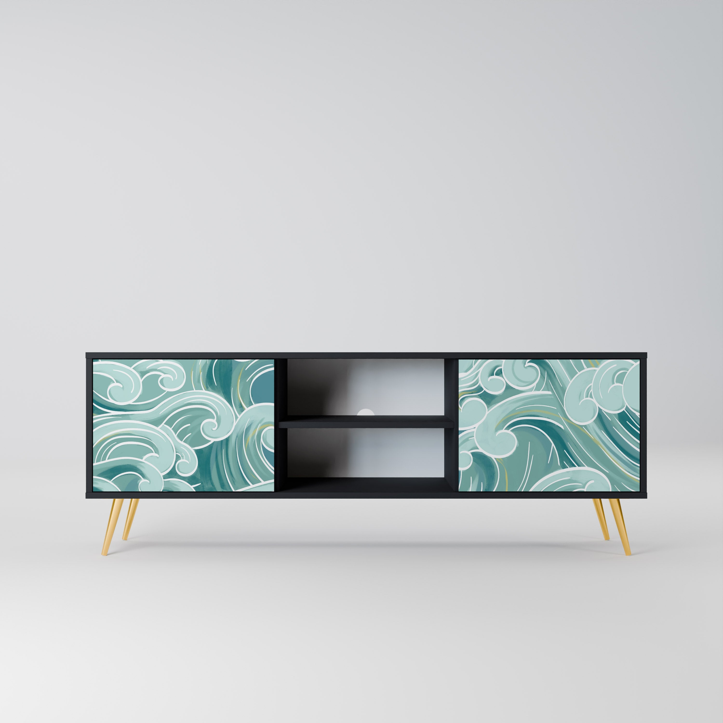 ASIAN SWAY 2-Door TV Stand in Black Finish