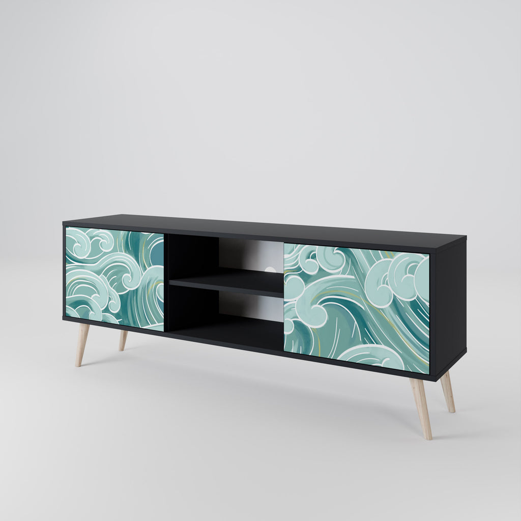 ASIAN SWAY 2-Door TV Stand in Black Finish