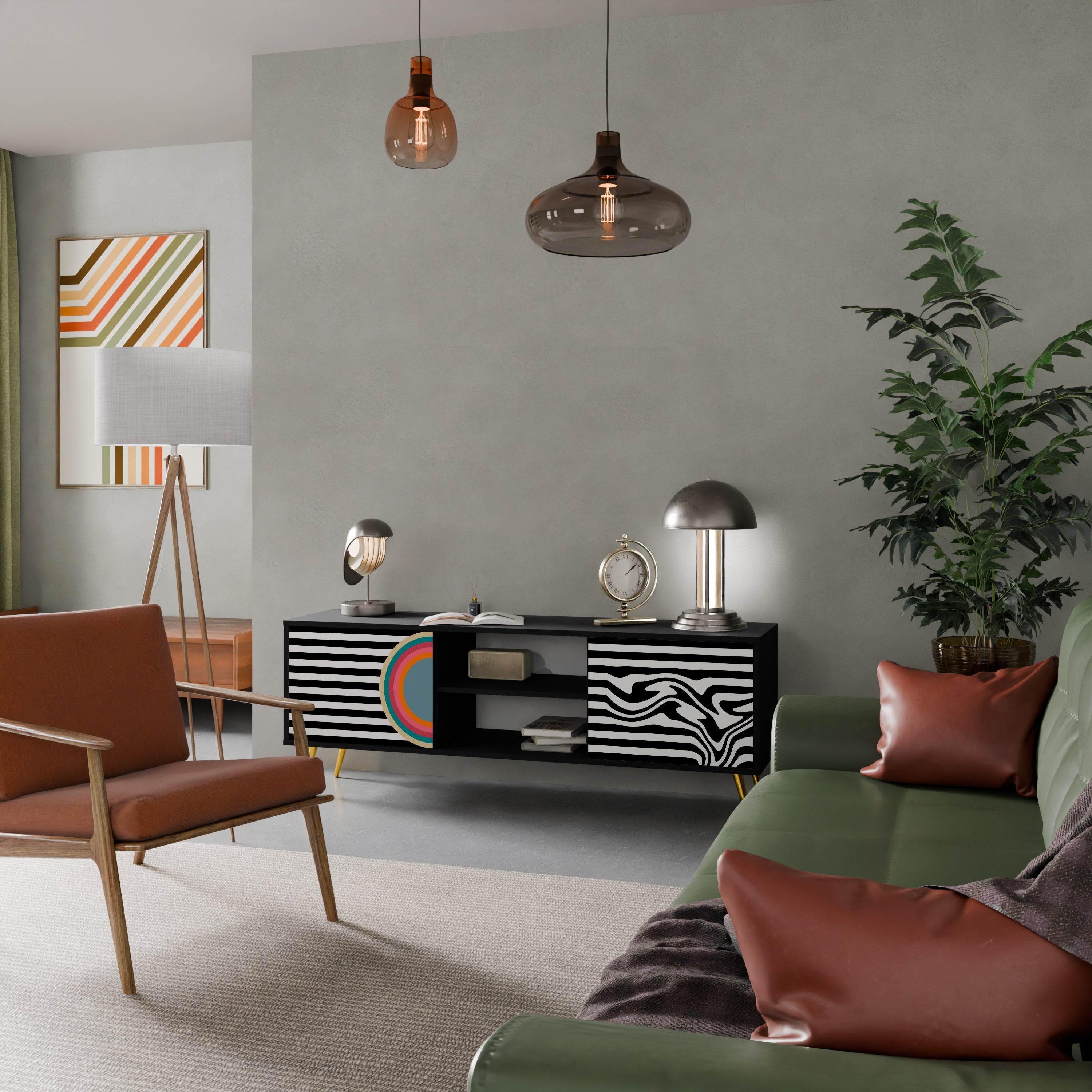 SPECTRA SHOWCASE 2-Door TV Stand in Black Finish