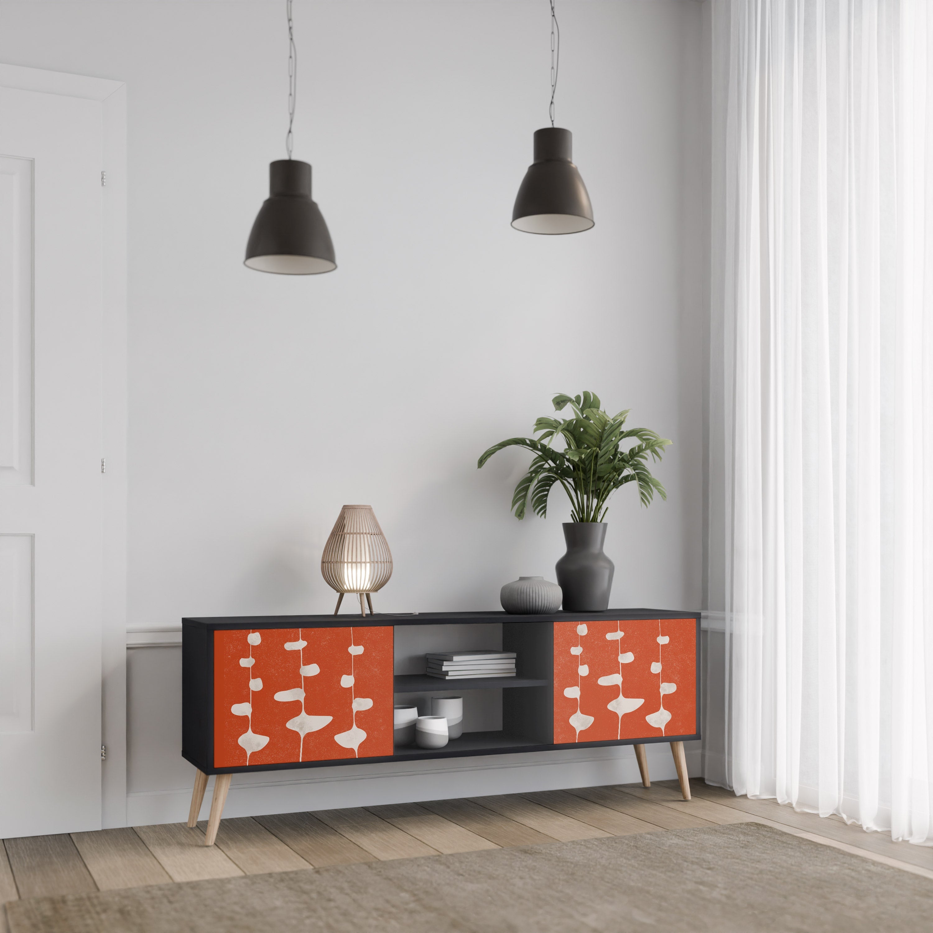 COURAGE MOLD Móvel de TV com 2 Portas em Acabamento Preto