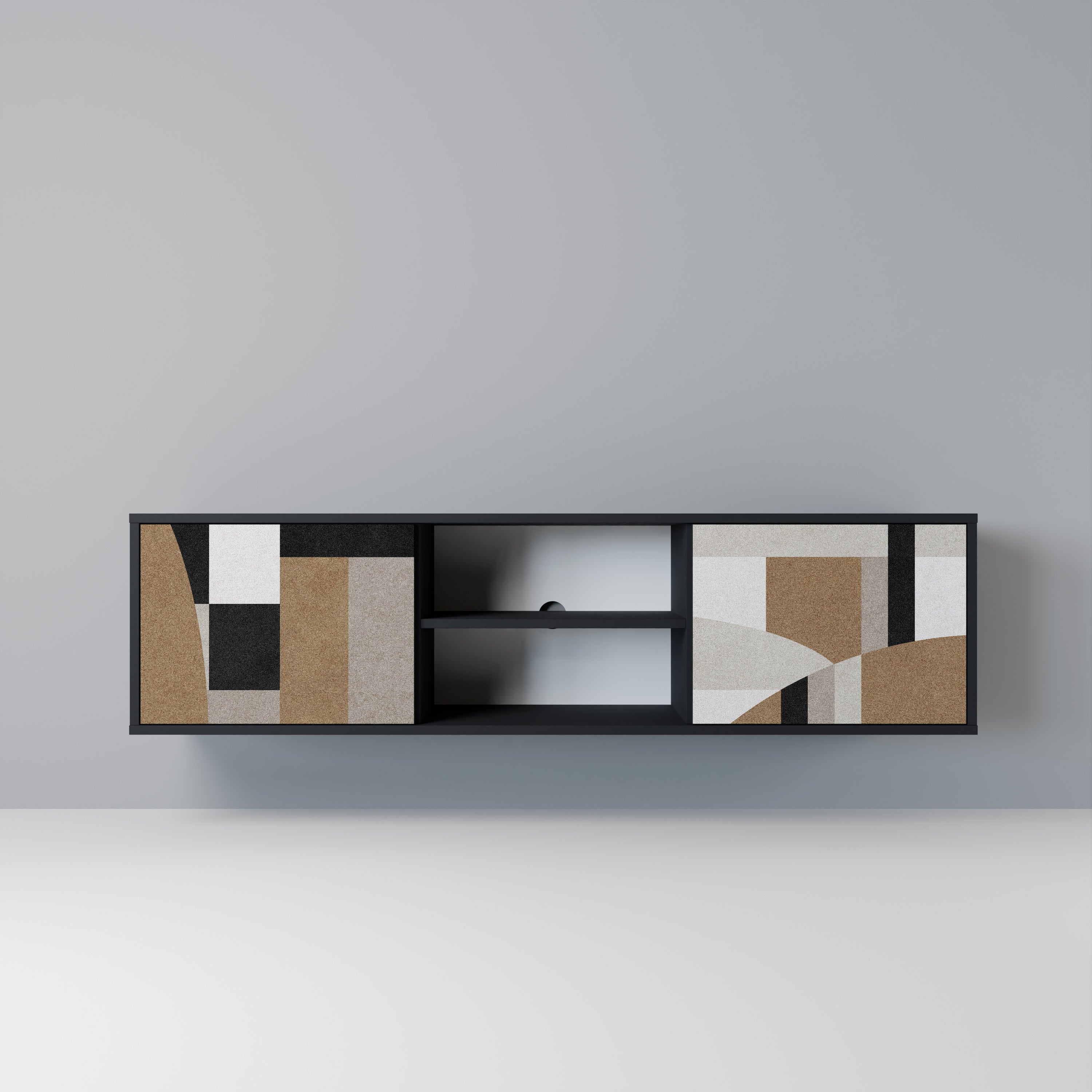 DELICATE MEMENTO Móvel de TV com 2 Portas em Acabamento Preto