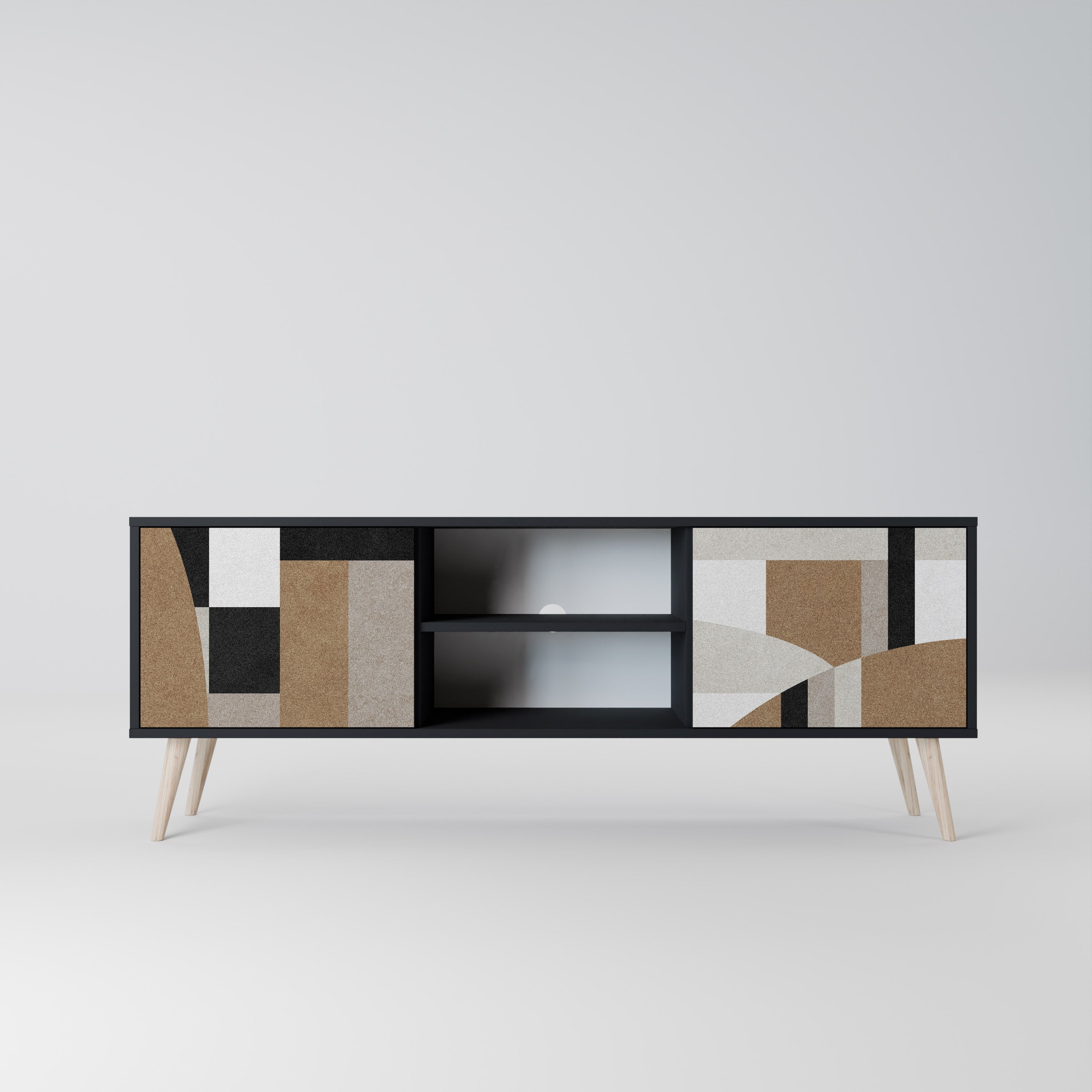 DELICATE MEMENTO Móvel de TV com 2 Portas em Acabamento Preto