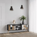 DELICATE MEMENTO Móvel de TV com 2 Portas em Acabamento Preto