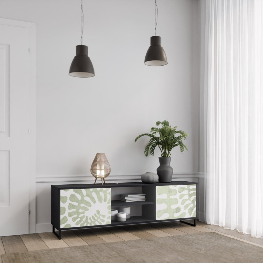 HELIX DANCE Móvel de TV com 2 Portas em Acabamento Preto