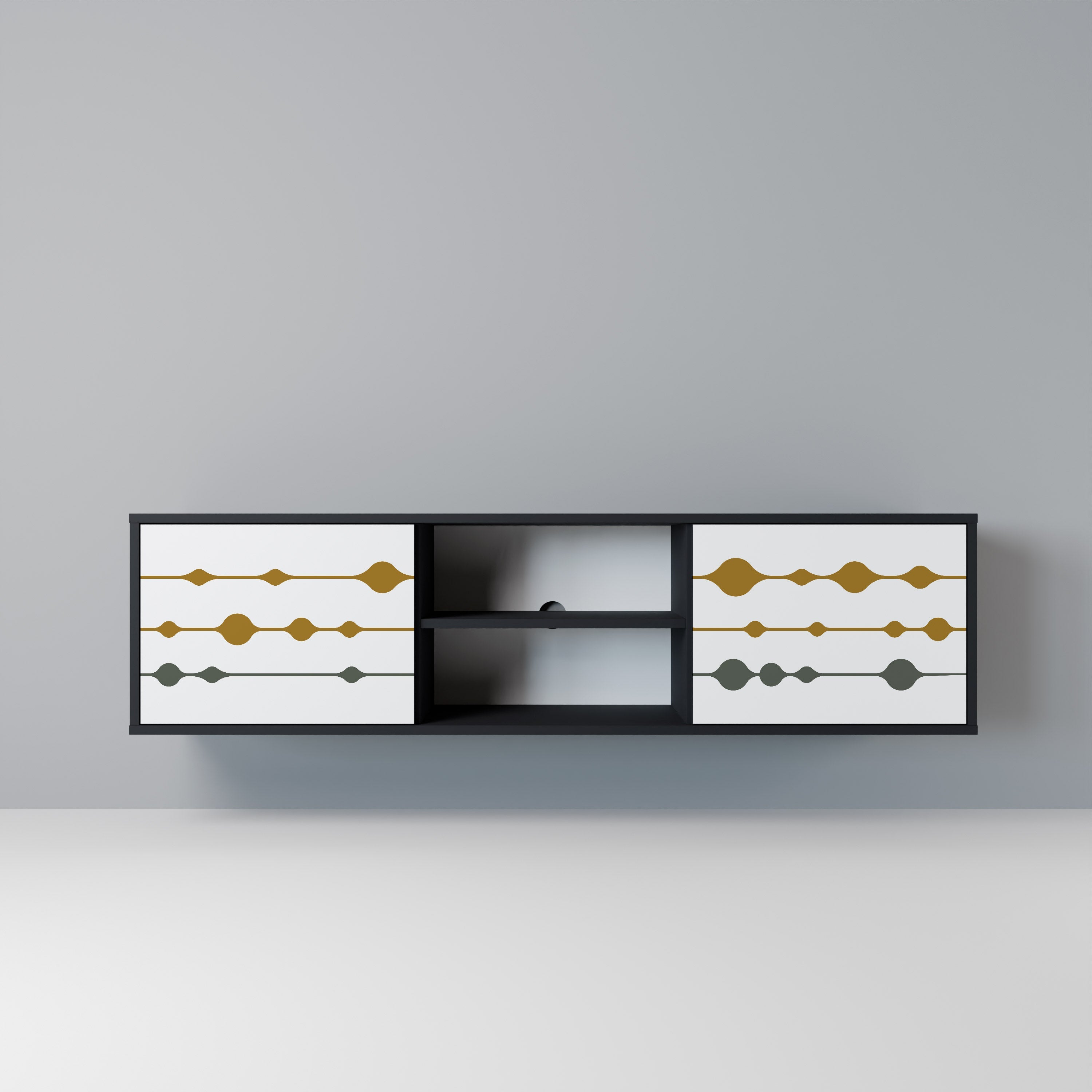 VIVID TONE Móvel de TV com 2 Portas em Acabamento Preto