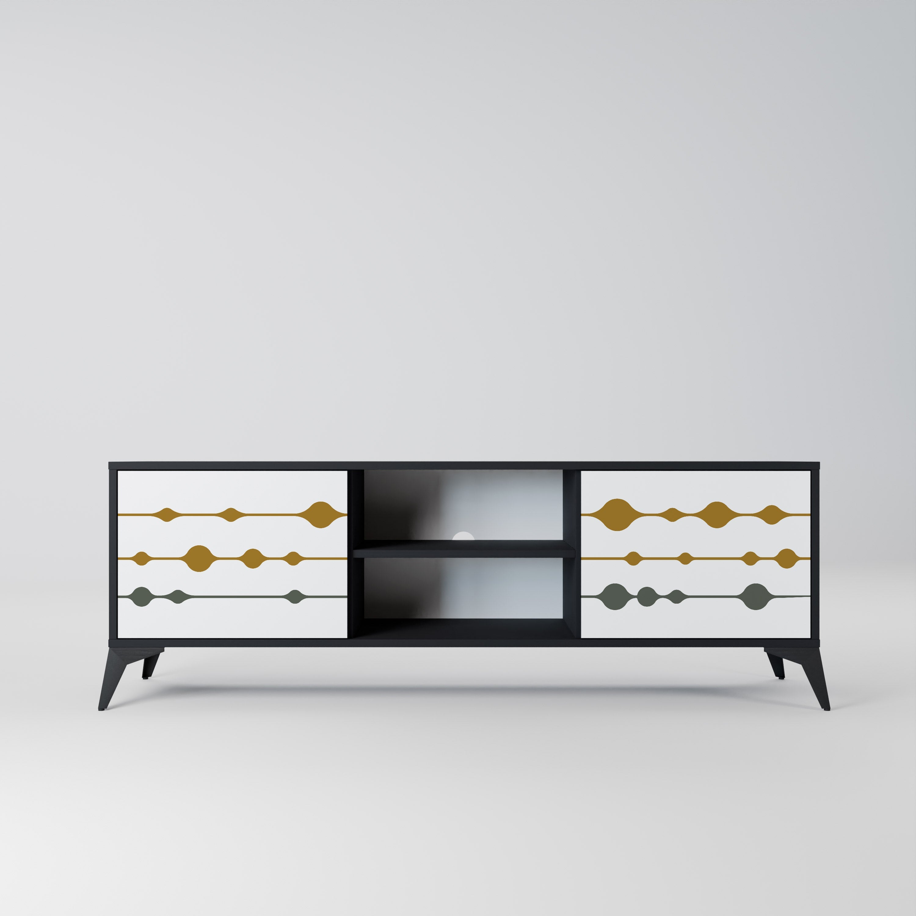 VIVID TONE Móvel de TV com 2 Portas em Acabamento Preto