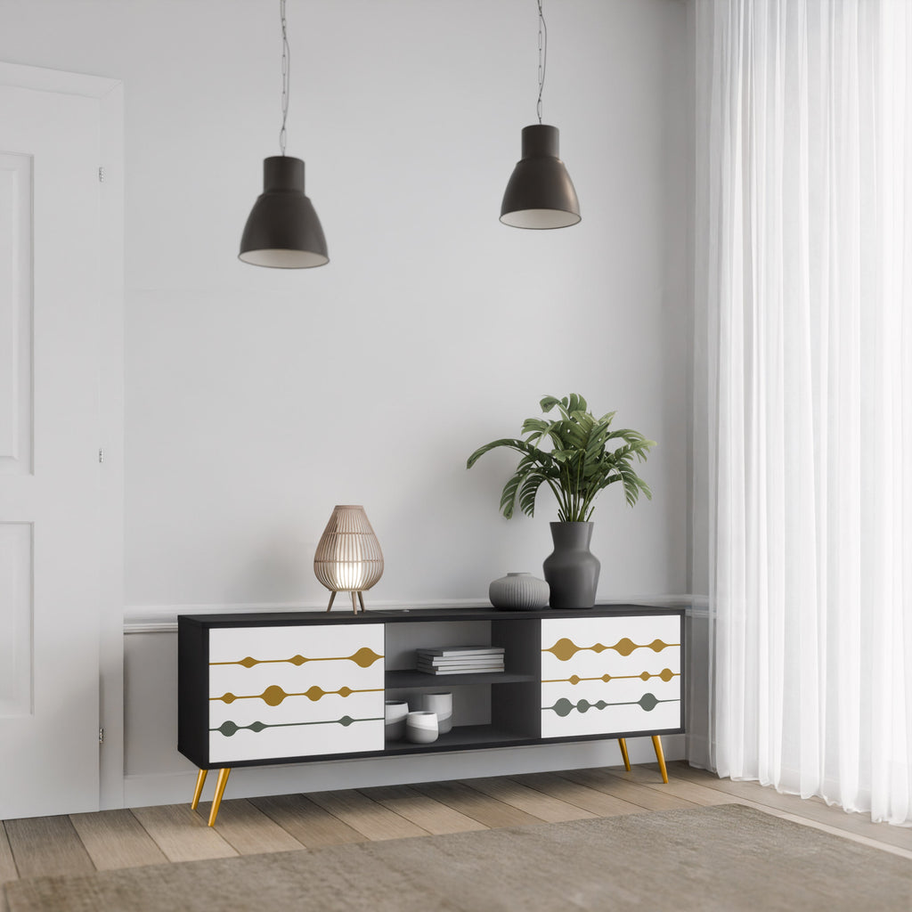 VIVID TONE 2-Door TV Stand in Black Finish