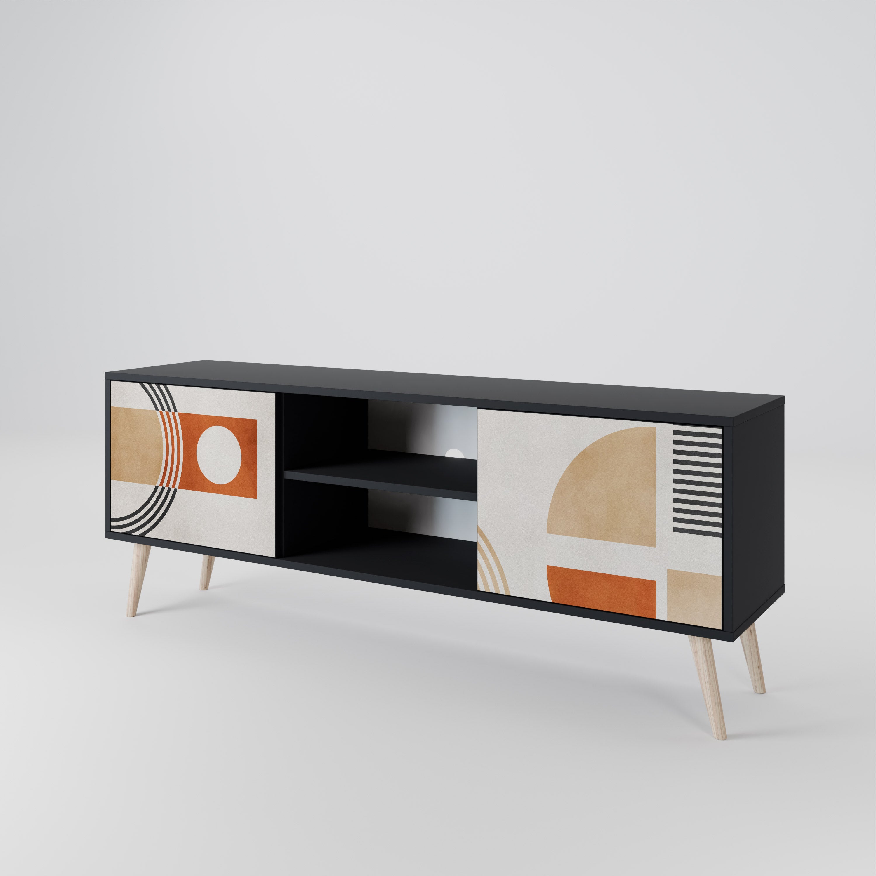 SPACE AROUND Móvel de TV com 2 Portas em Acabamento Preto